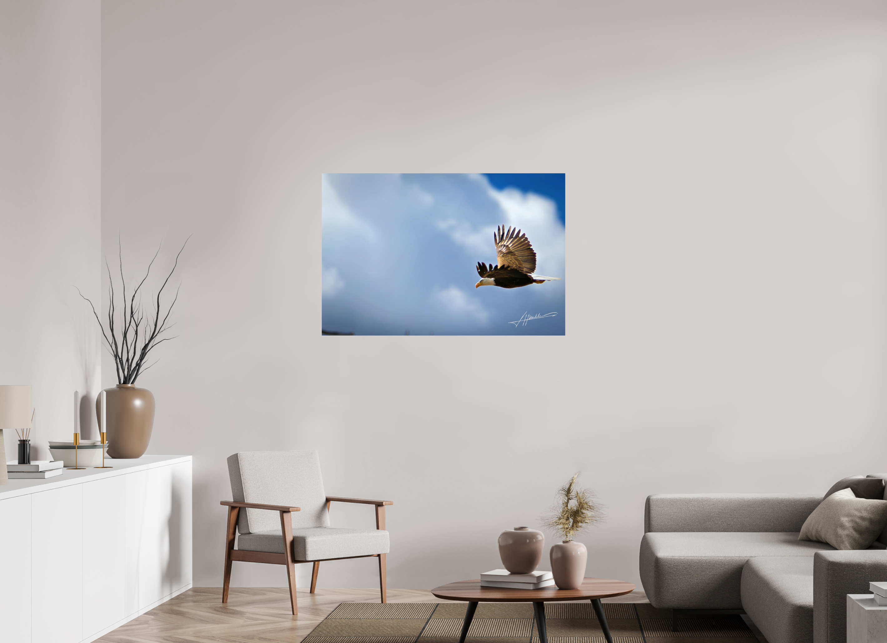 45 x 30″, Fine Art Dibond Bald Eagle Flying