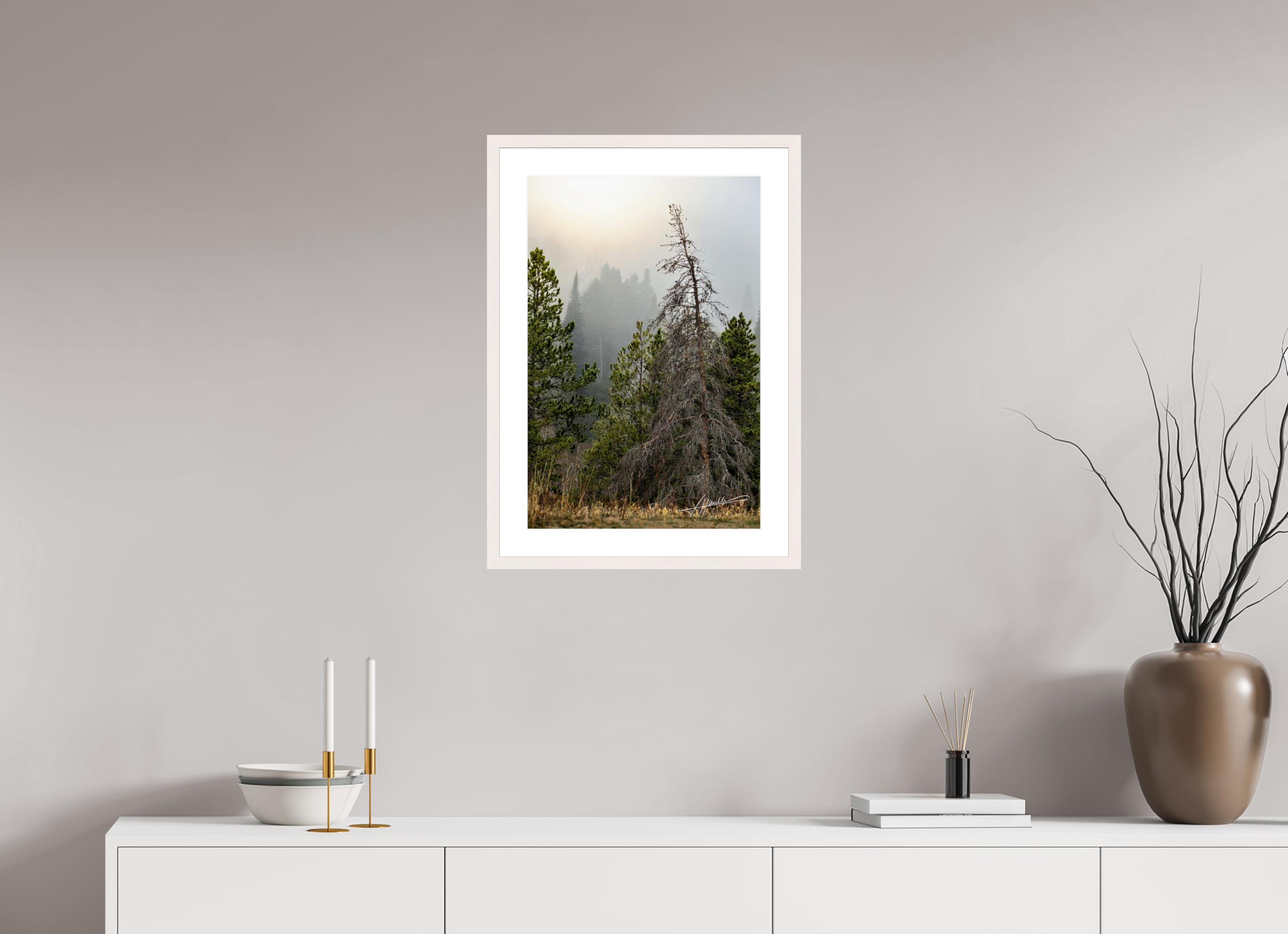 16 x 24″, Solid Wood Frame with Passe-partout The Lifting Fog