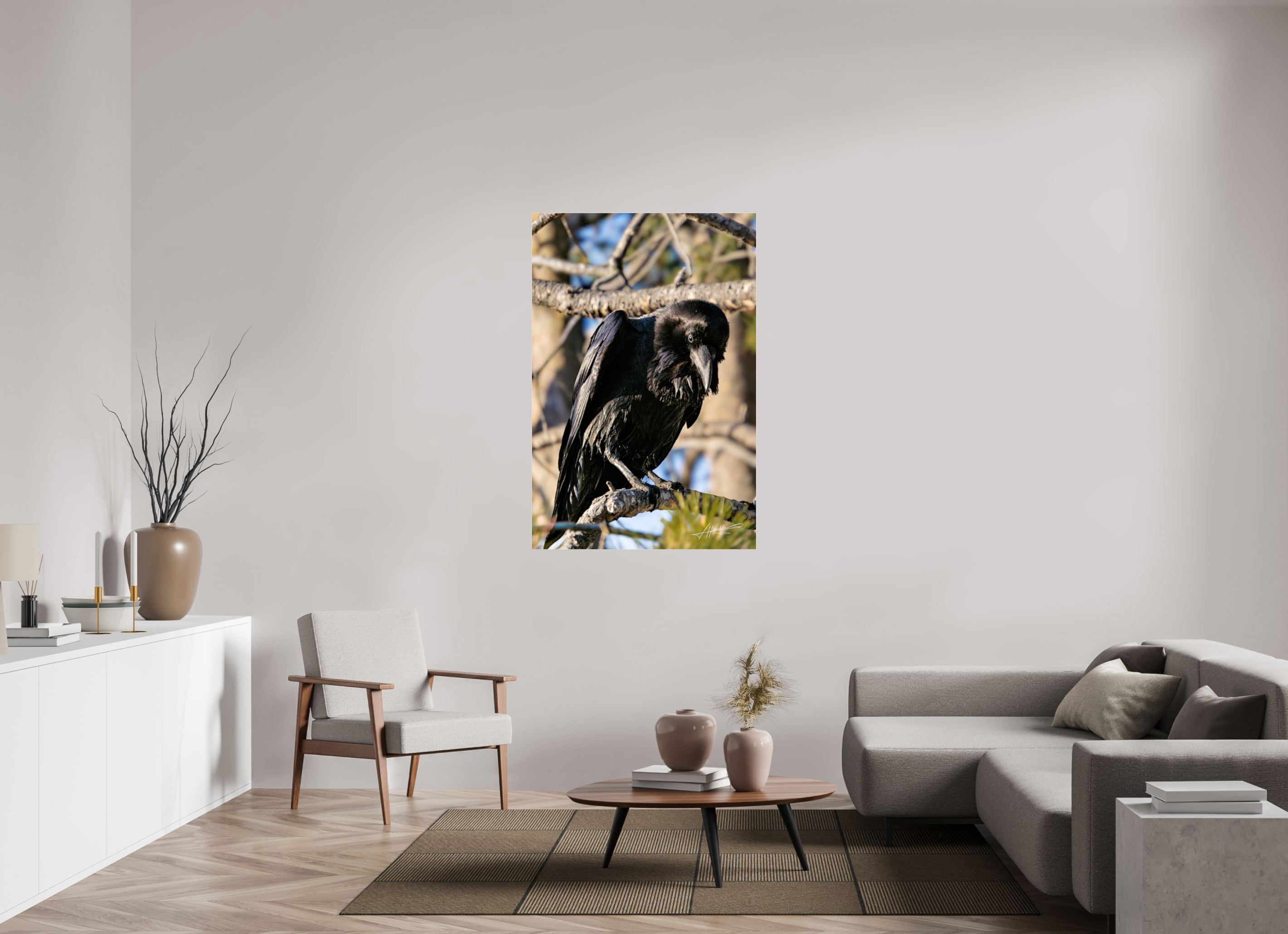 36 x 54″, Metallic Under Acrylic Morning Raven
