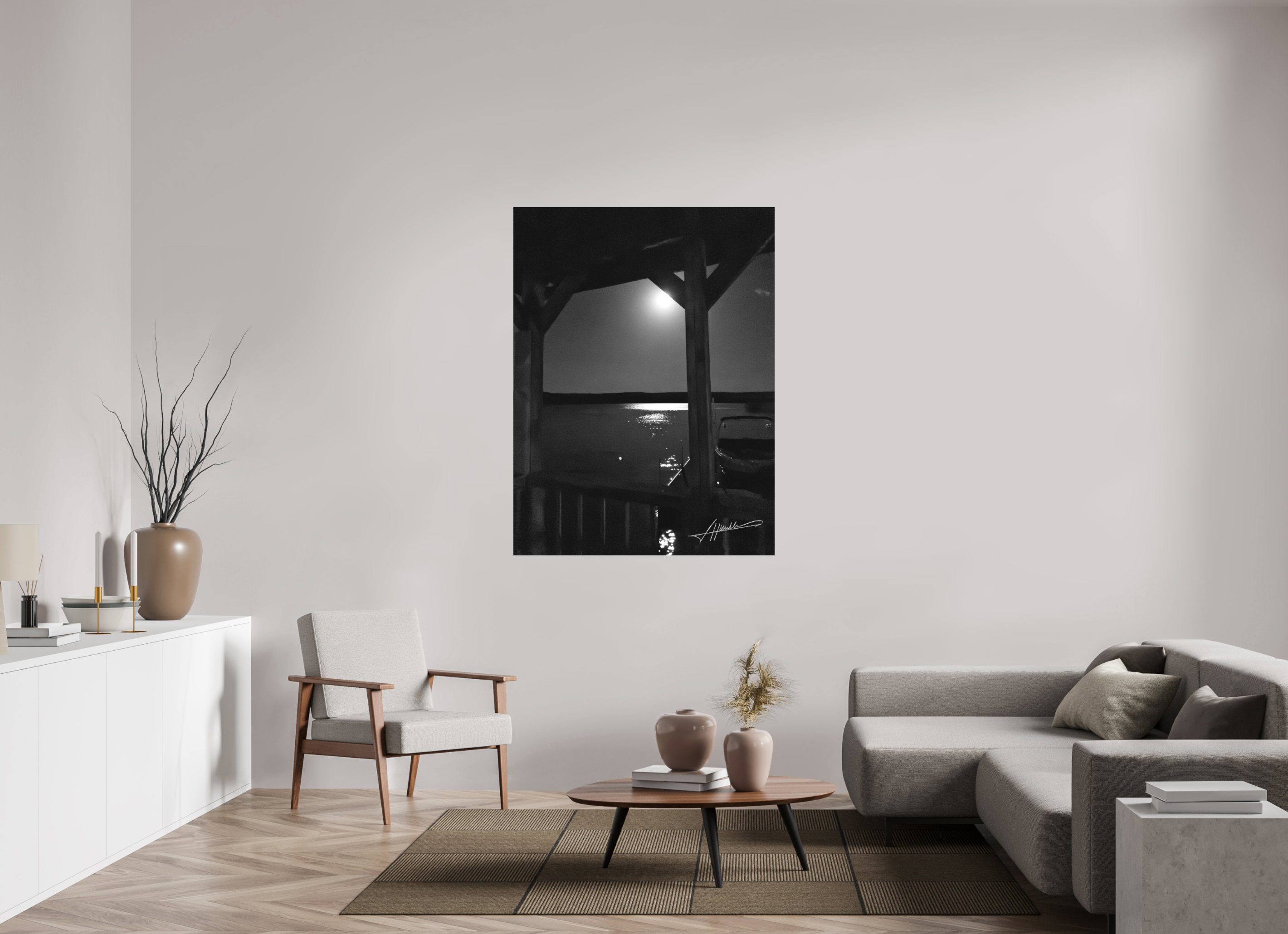 42 x 56″, Ilford BW Acrylic A Night on the Water