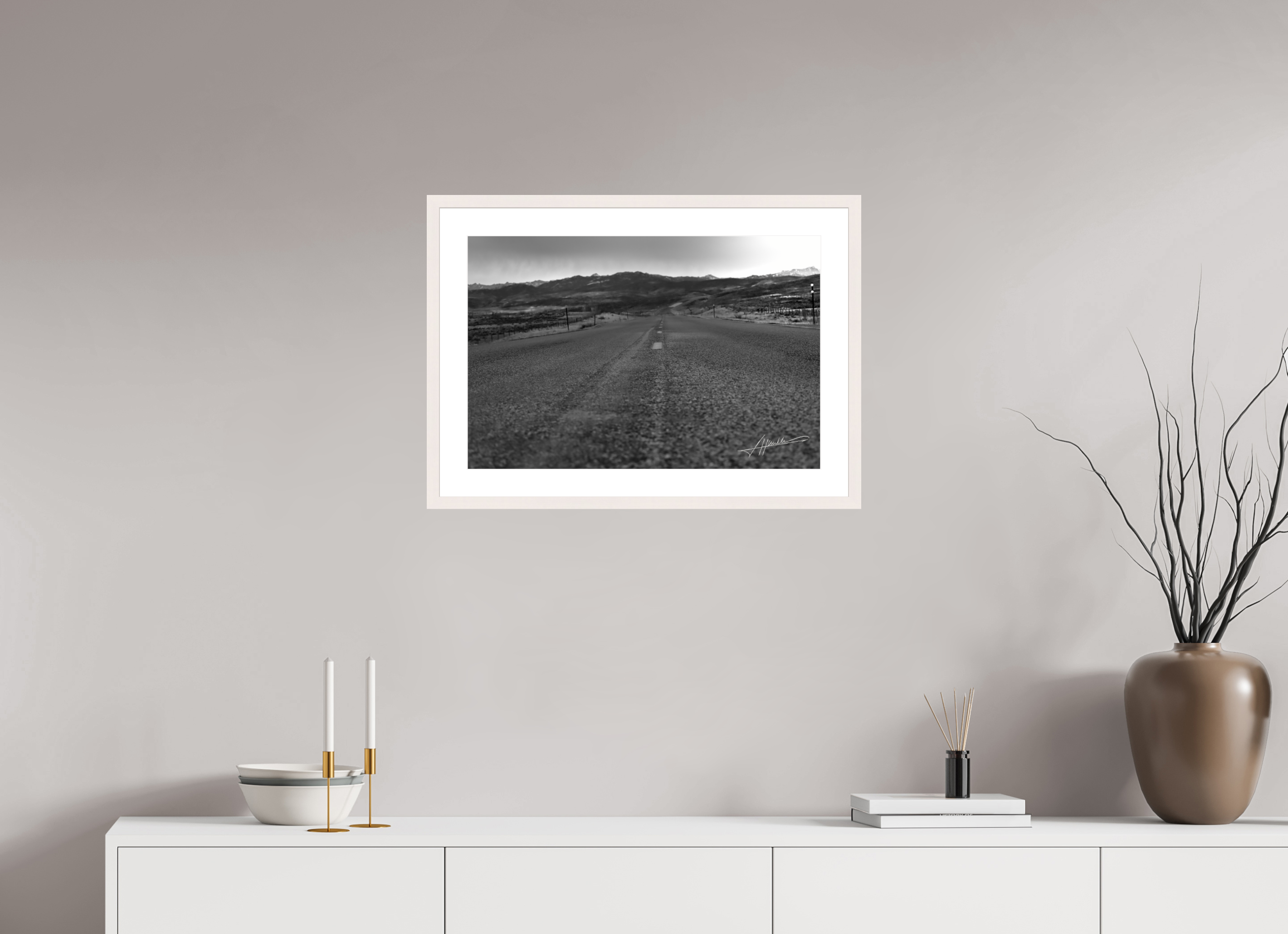 24 x 16″, Solid Wood Frame with Passe-partout Highway to the Storm