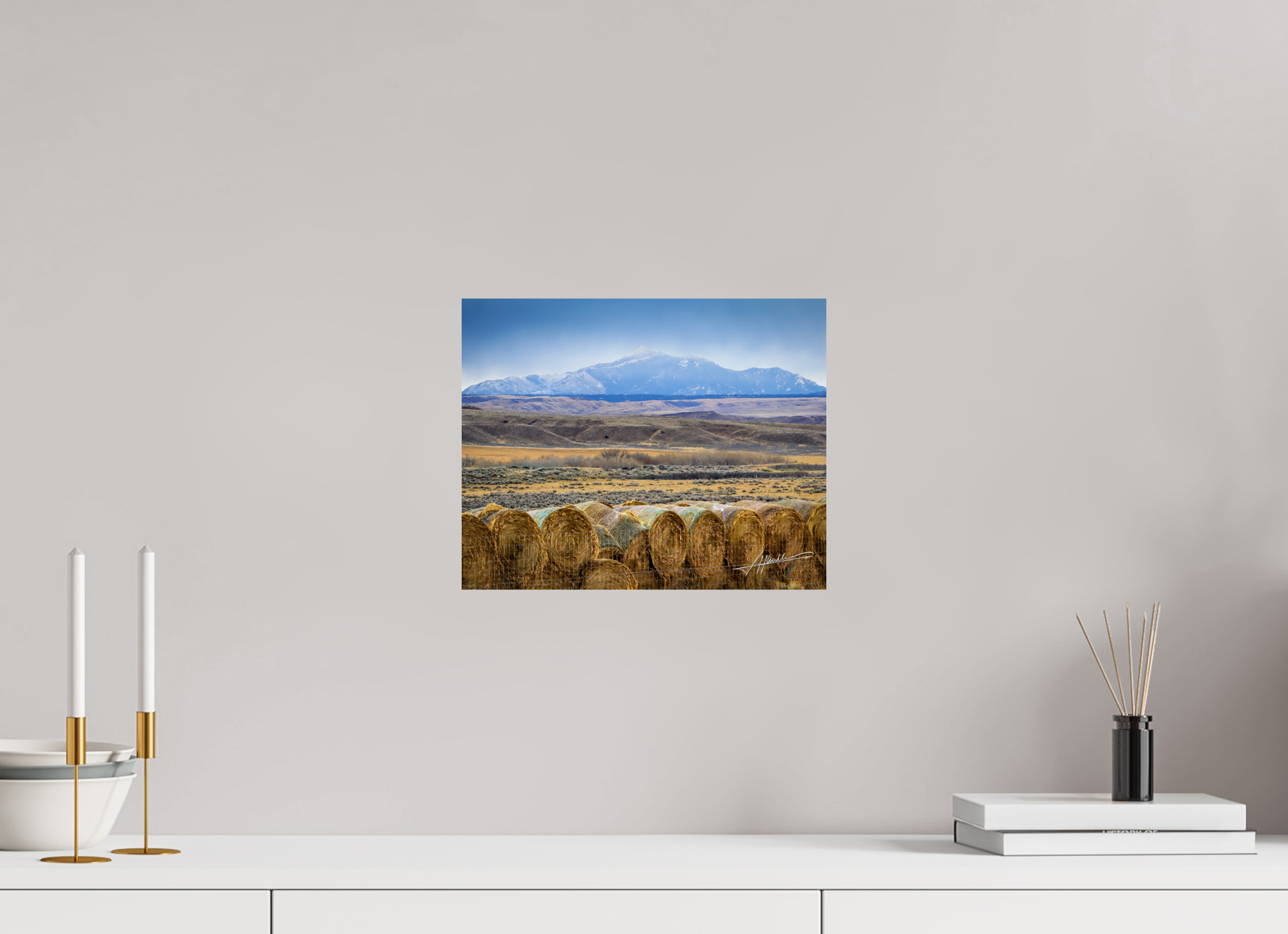 12.5 x 10″, Fine Art Dibond Hay Bales on the Prairie