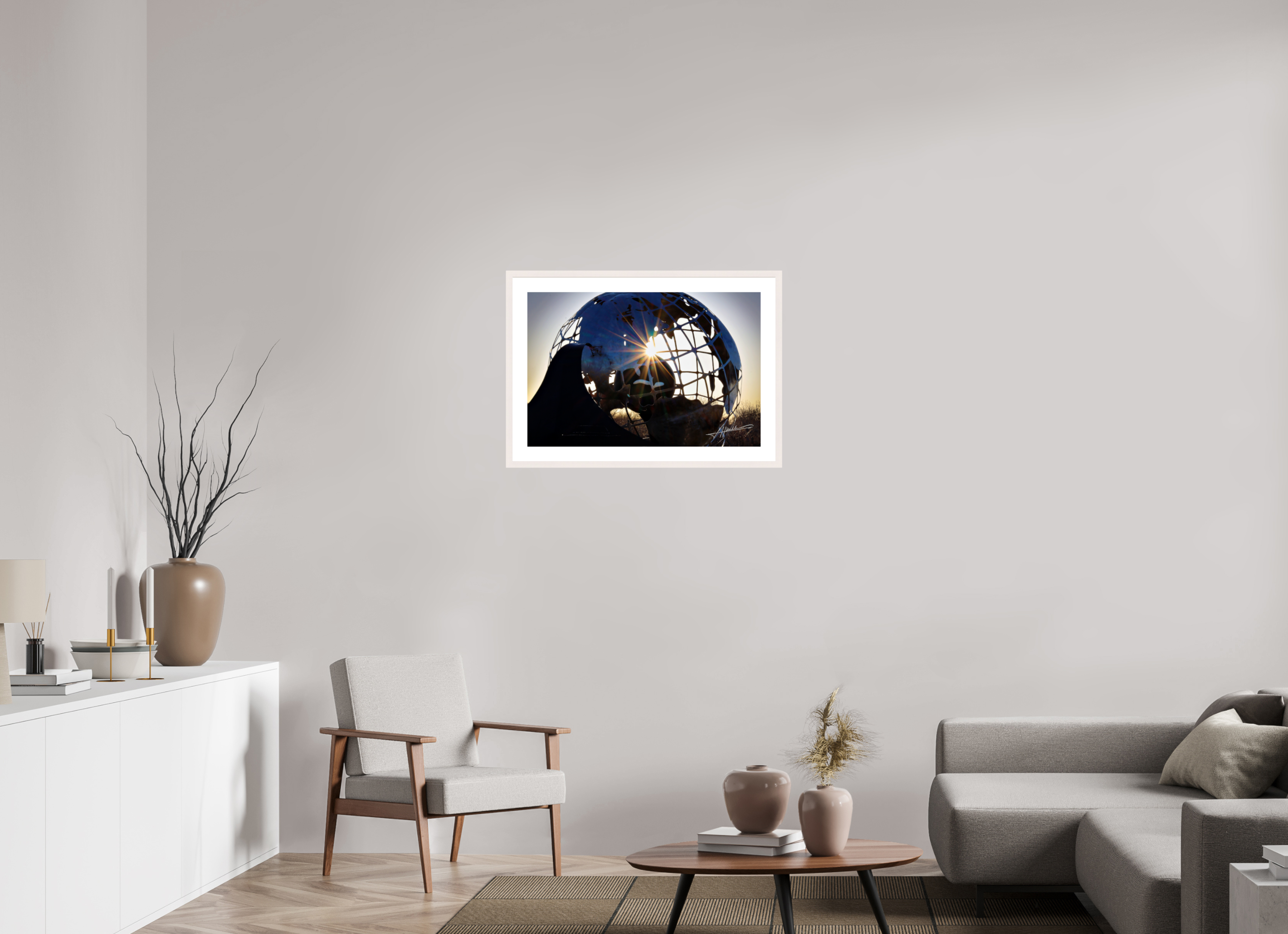 30 x 20″, Solid Wood Frame with Passe-partout Oilfield Sculpture