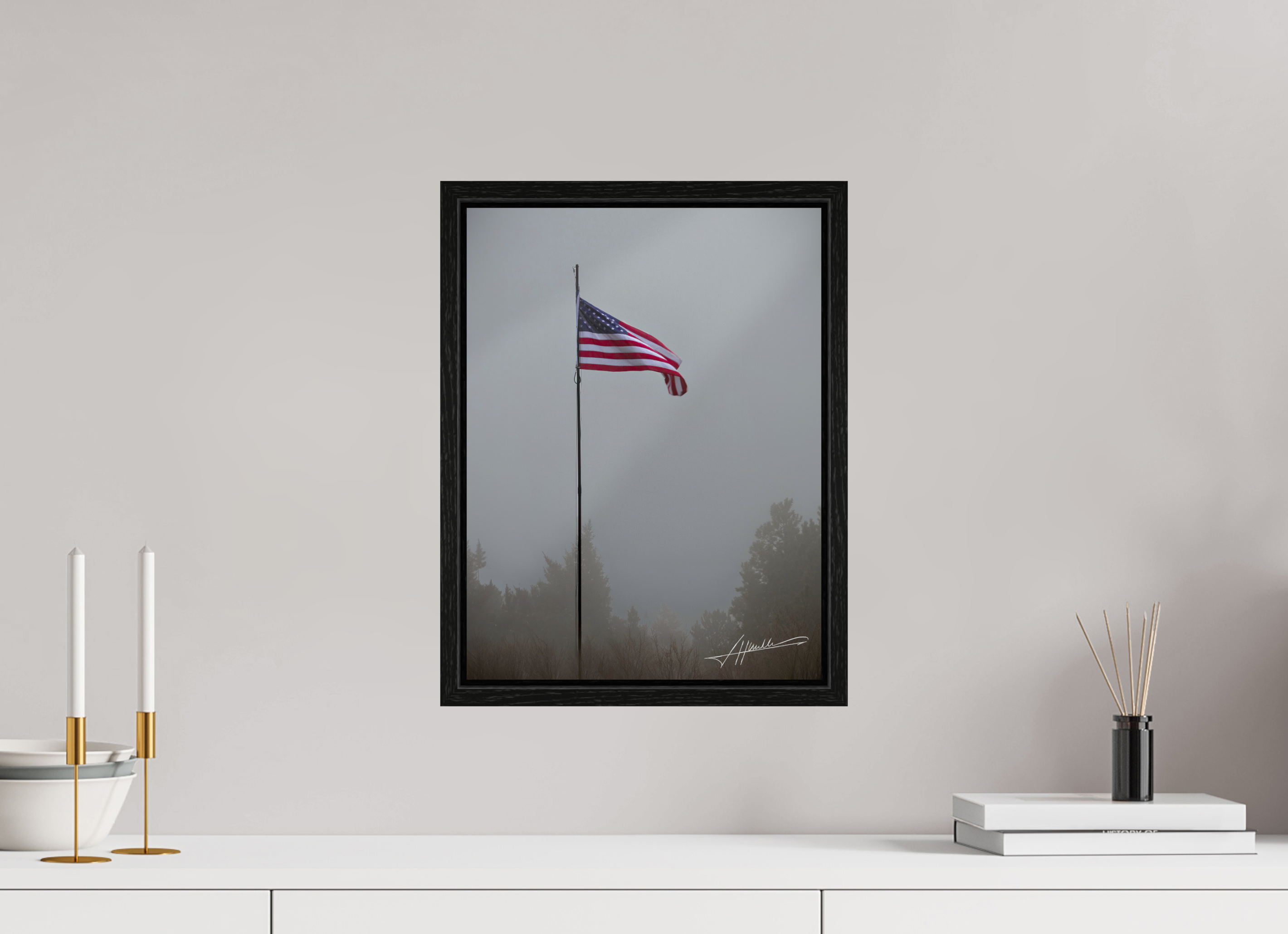 12 x 16″, Floater Frame Flag in the Breeze