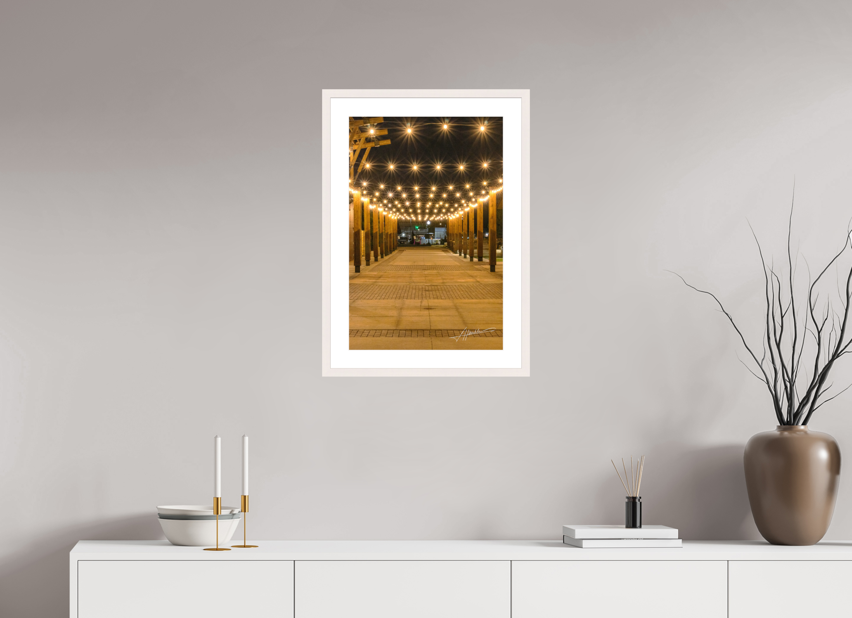 16 x 24″, Solid Wood Frame with Passe-partout Guiding Lights