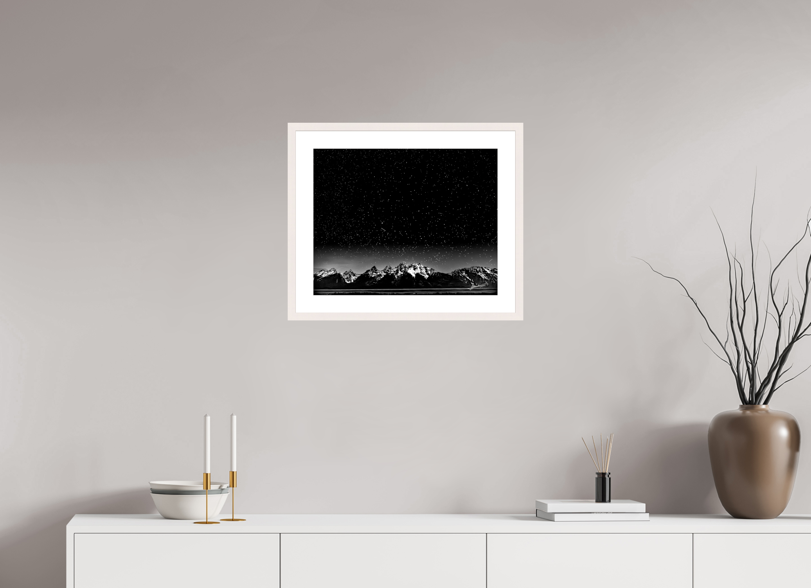 20 x 16″, Solid Wood Frame with Passe-partout Midnight in the Rockies