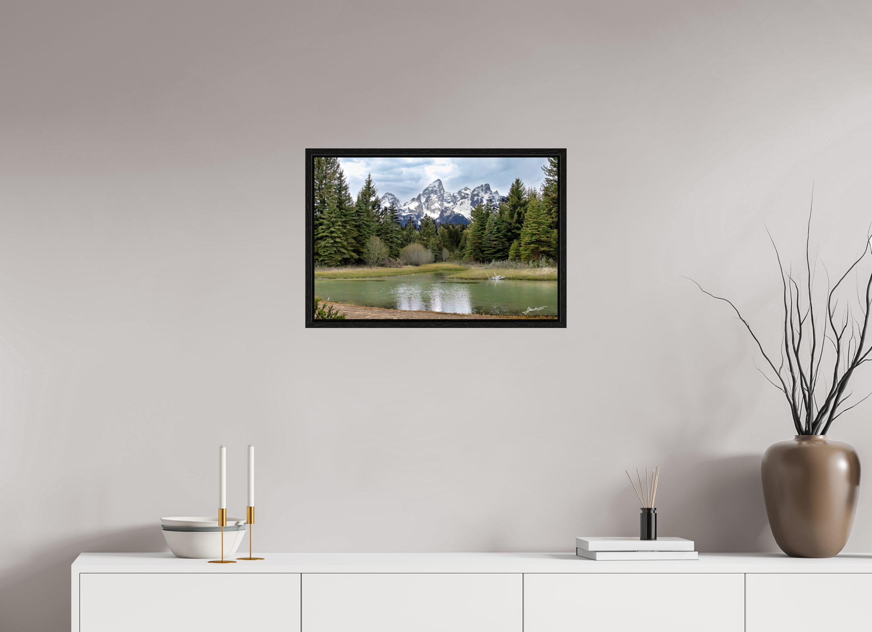 24 x 16″, Floater Frame Mountain Reflection