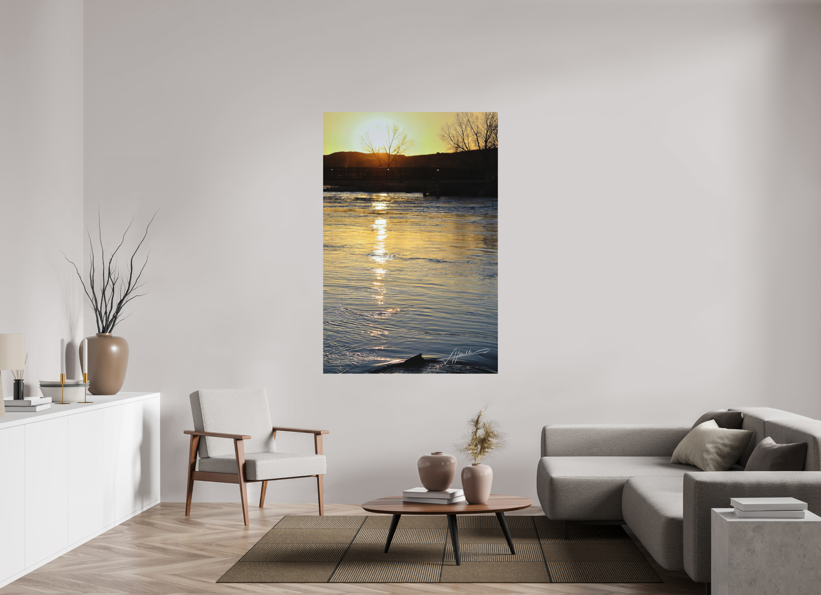 44 x 66″, Metal Dibond Sunset on the River