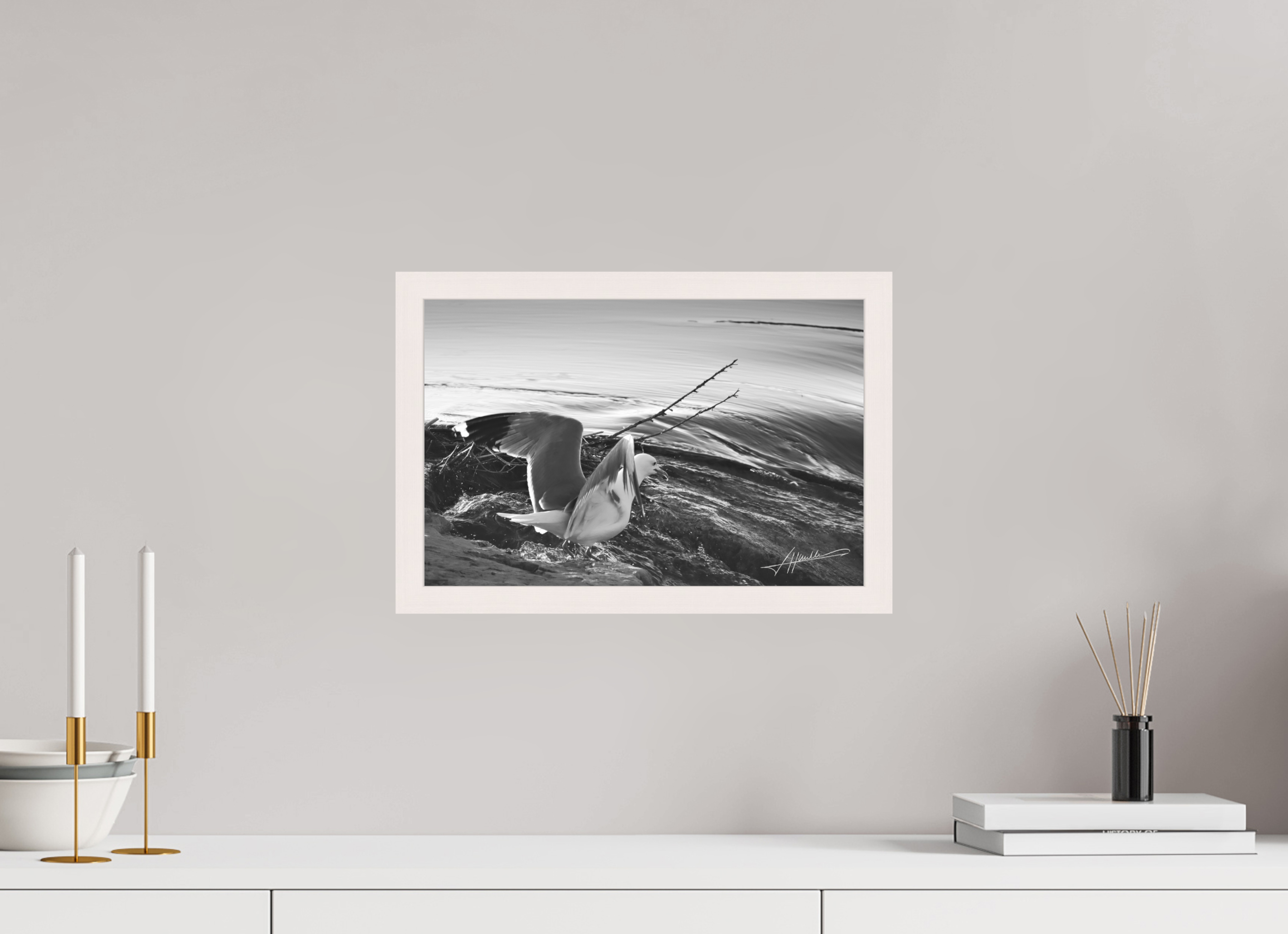 15 x 10″, Shadow Box Frame Seagull Takes Flight