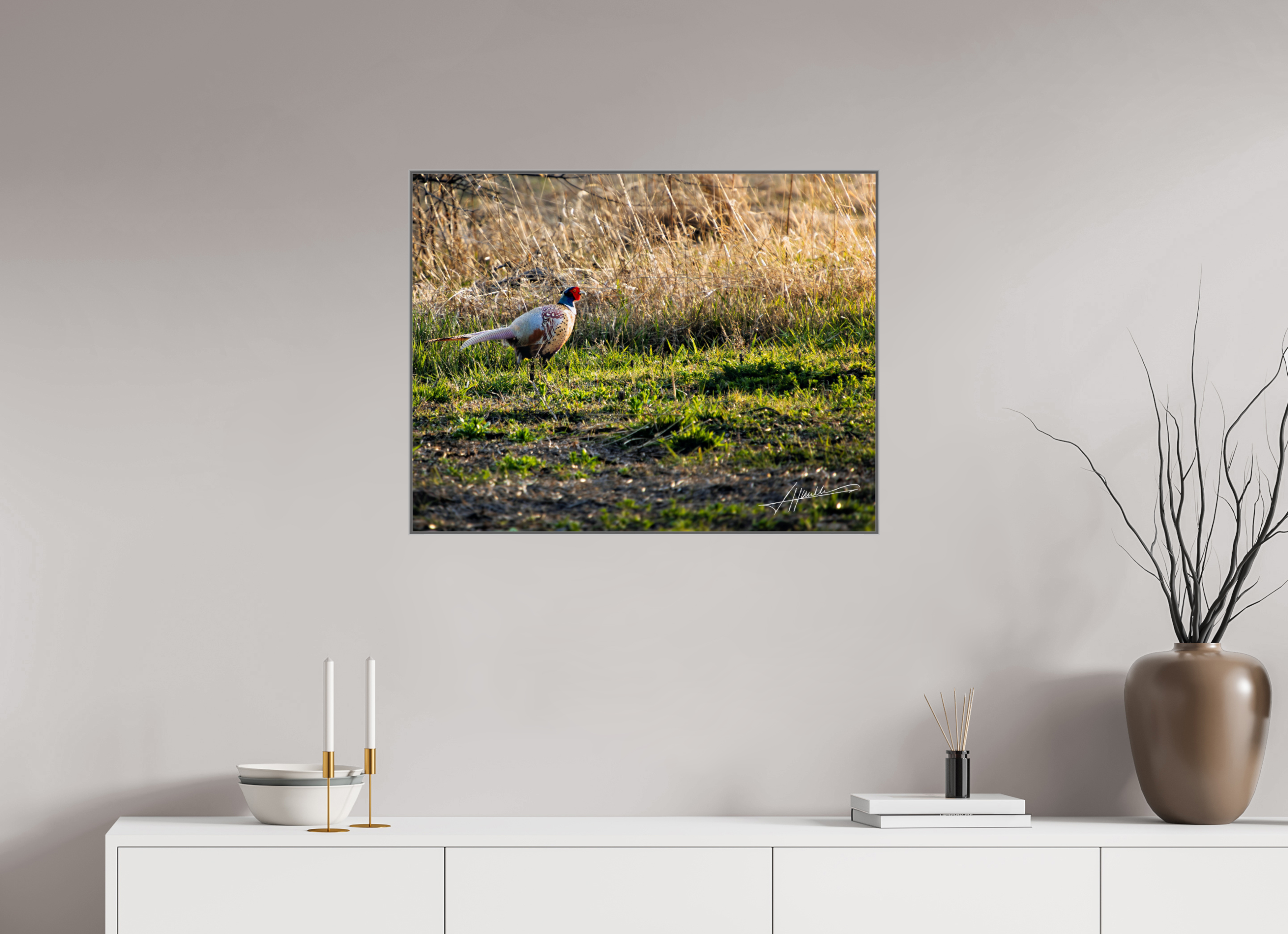 31.1 x 24″, Aluminum ArtBox Evening Pheasant