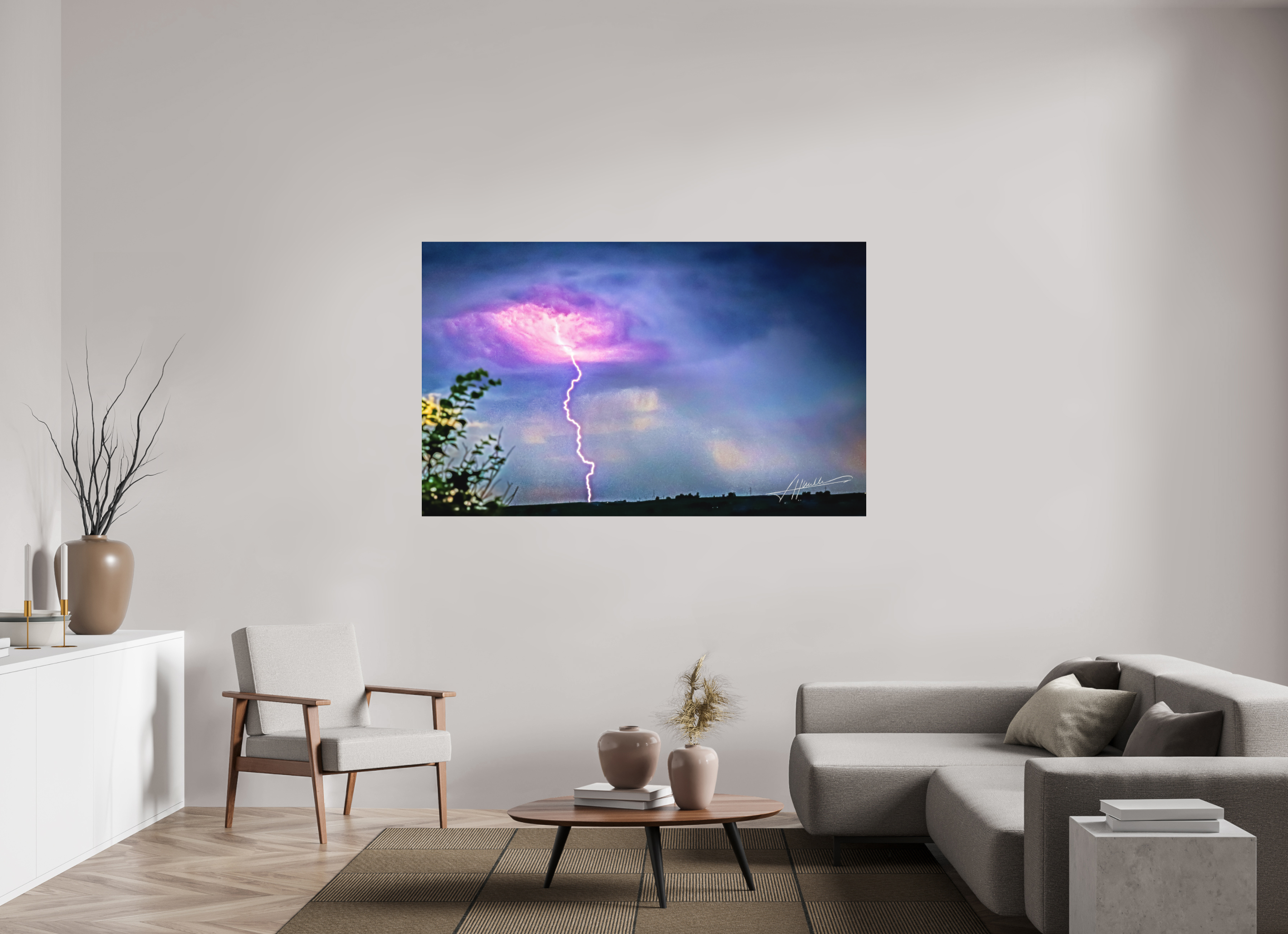 69.6 x 43″, Metal Dibond Lightning Strike