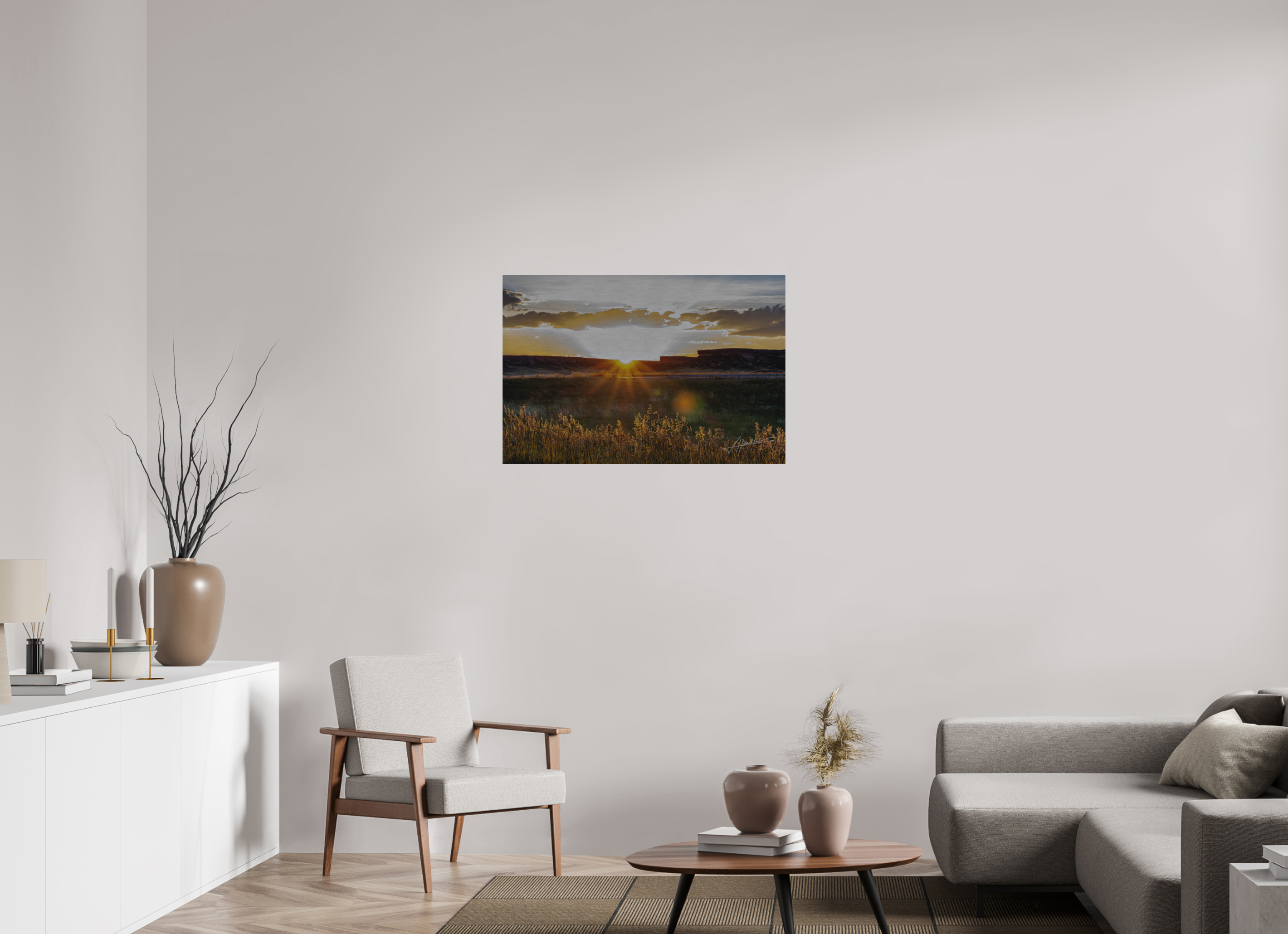 36 x 24″, Direct Brushed Aluminum Sunrise on the Planes