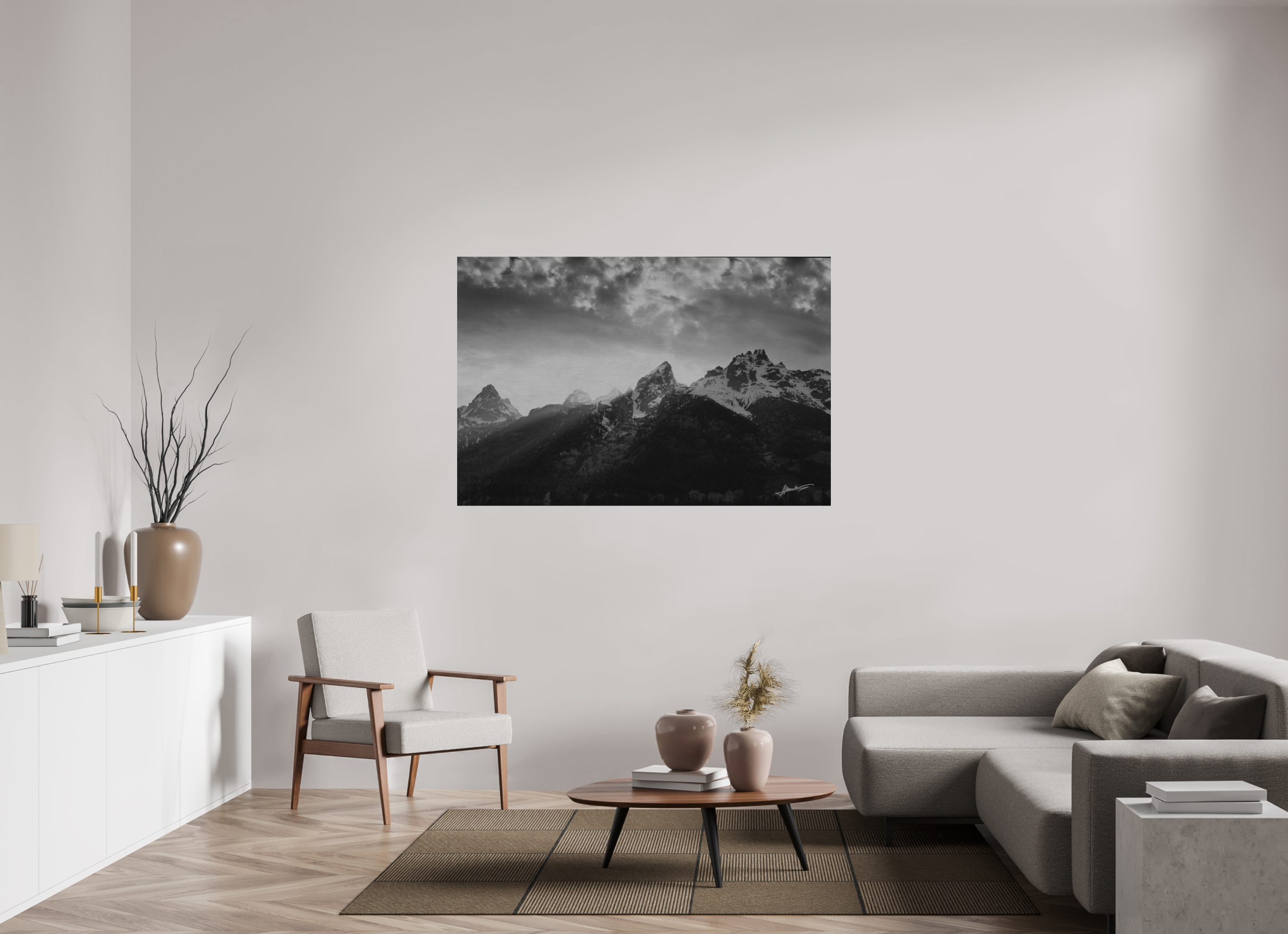 60 x 40″, Direct Brushed Aluminum Nostalgic Tetons