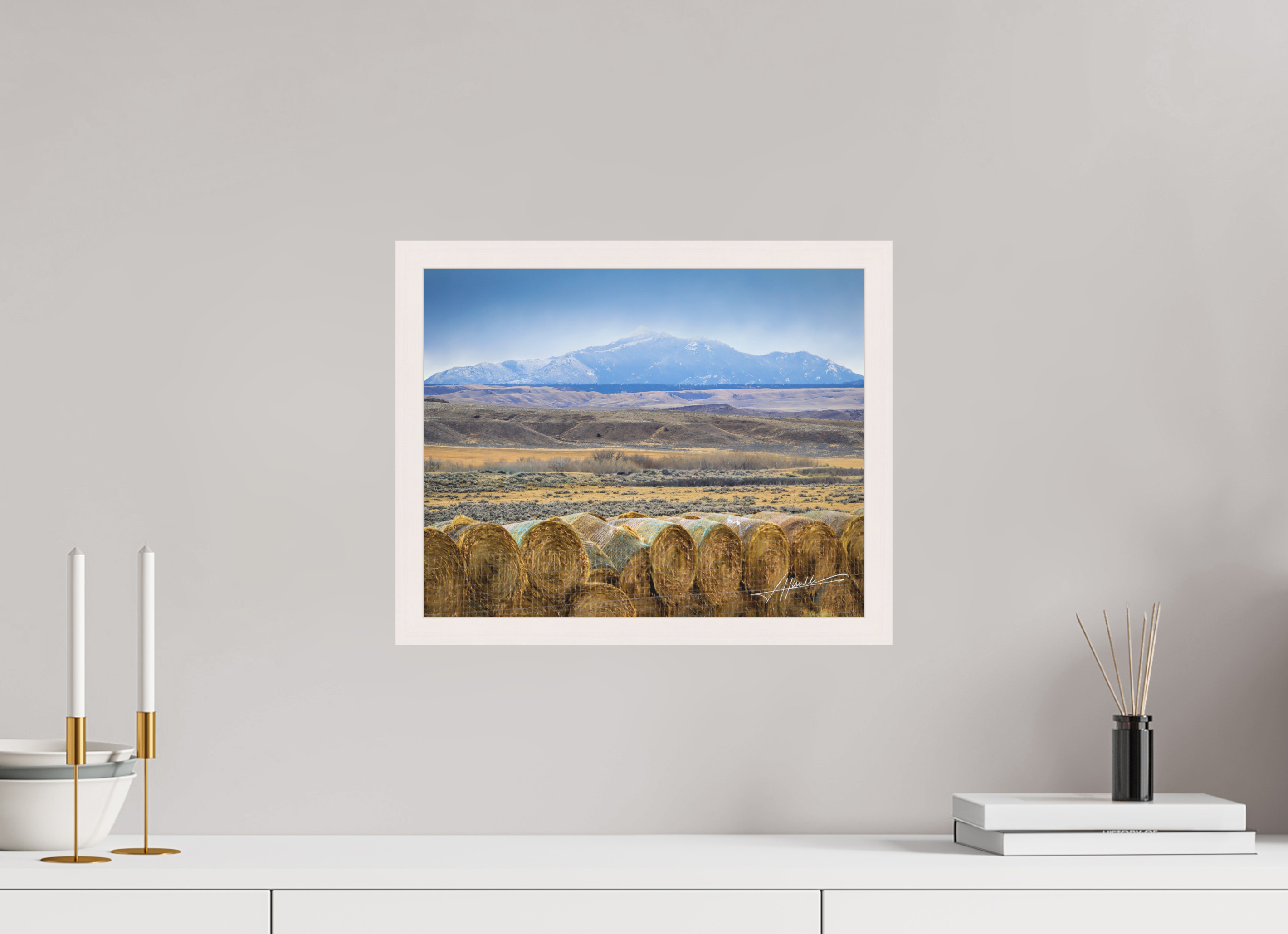 15 x 12″, Shadow Box Frame Hay Bales on the Prairie
