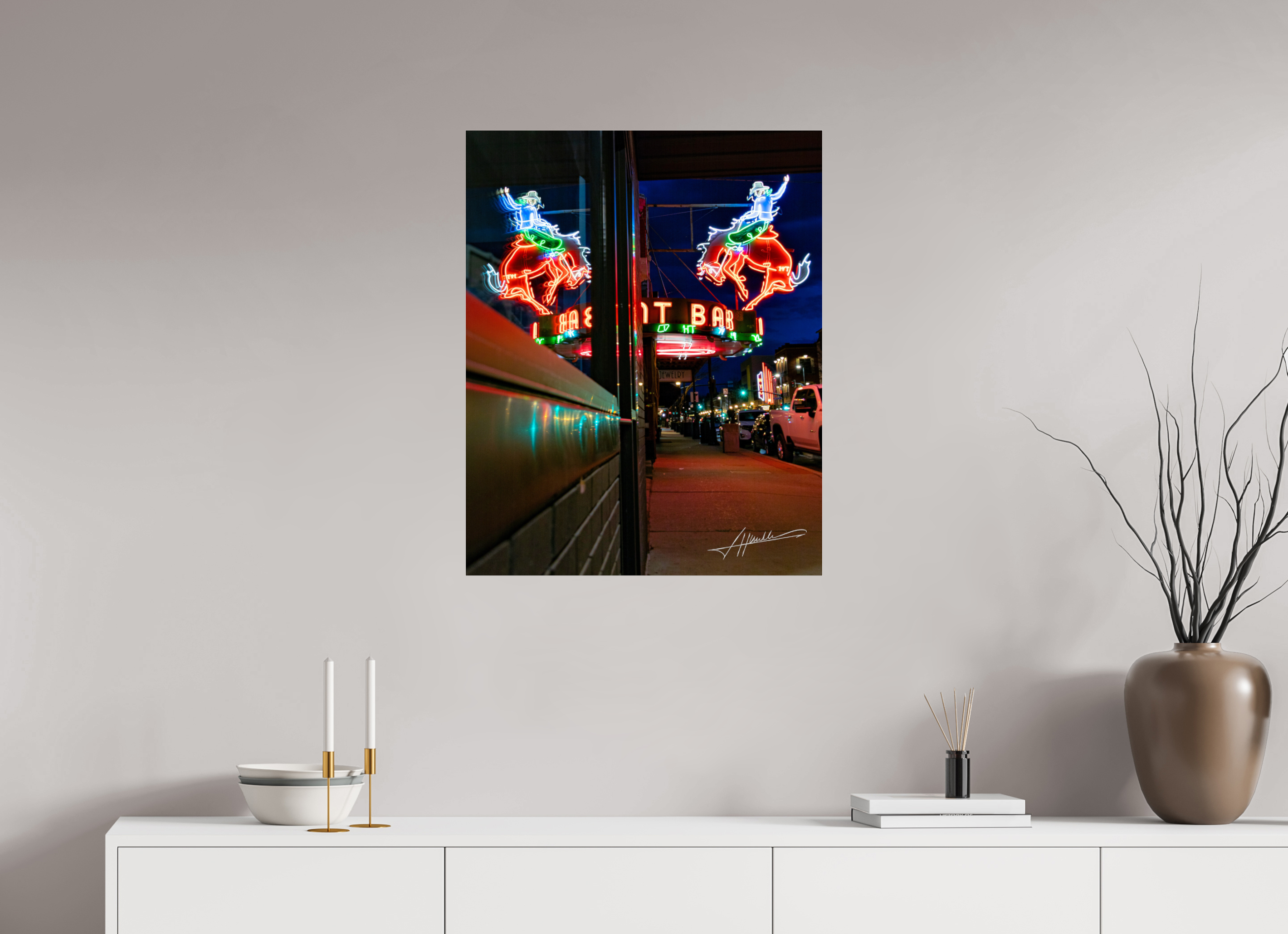 24 x 30″, Photo Print Under Acrylic Glass Mint Bar Sherridan