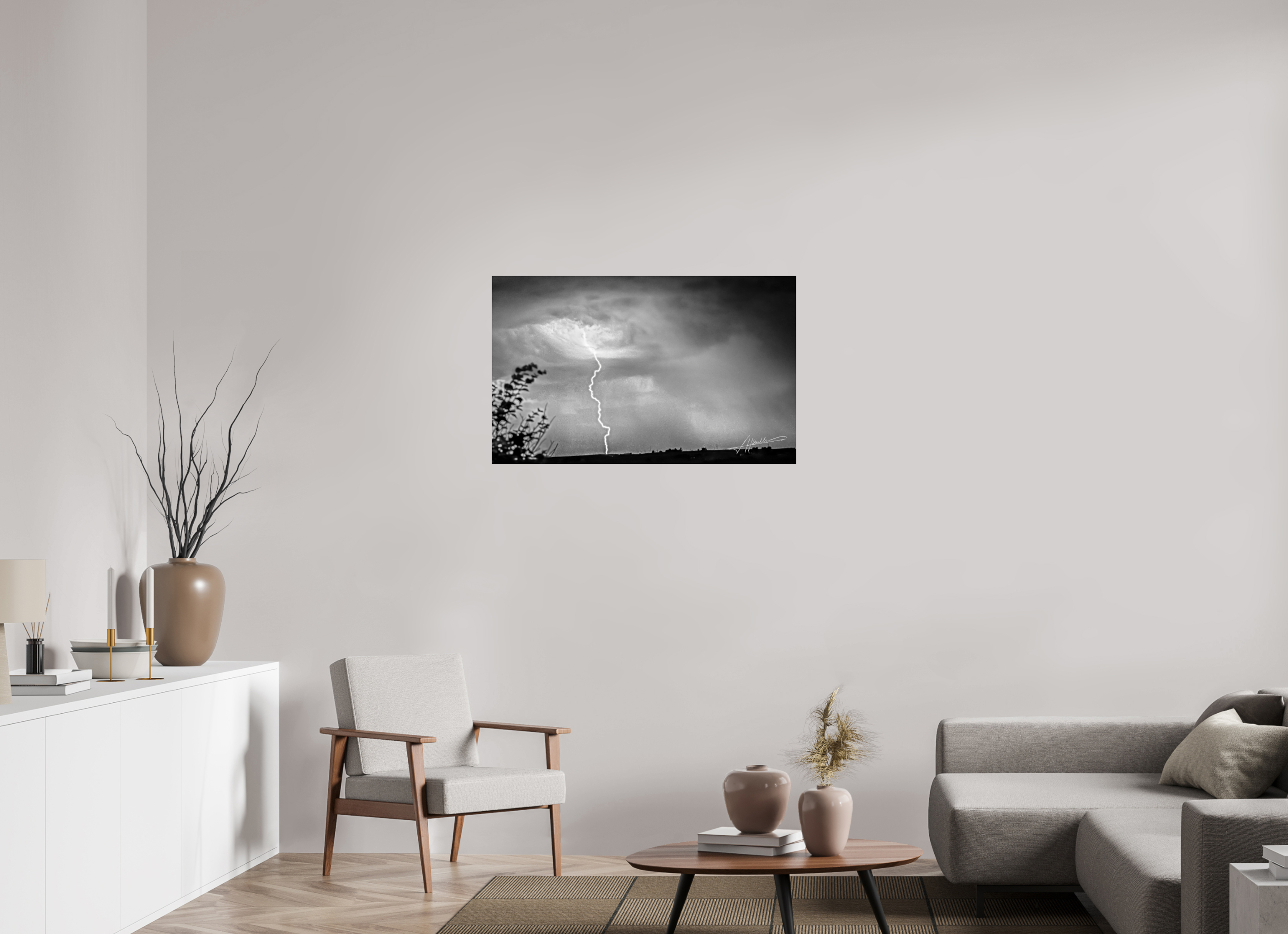38.9 x 24″, Photo Print On Ilford Baryta Paper Lightning Strike