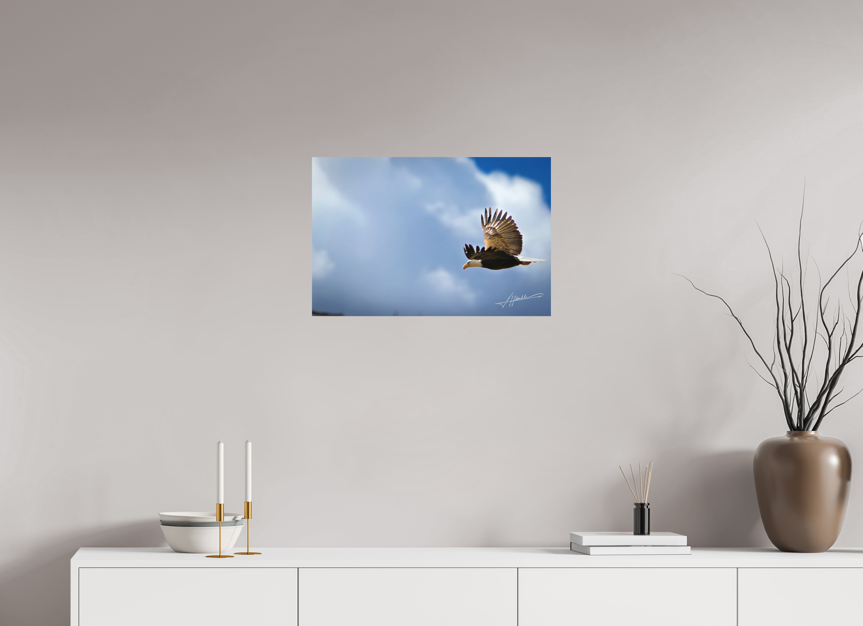 24 x 16″, Metal Dibond Bald Eagle Flying