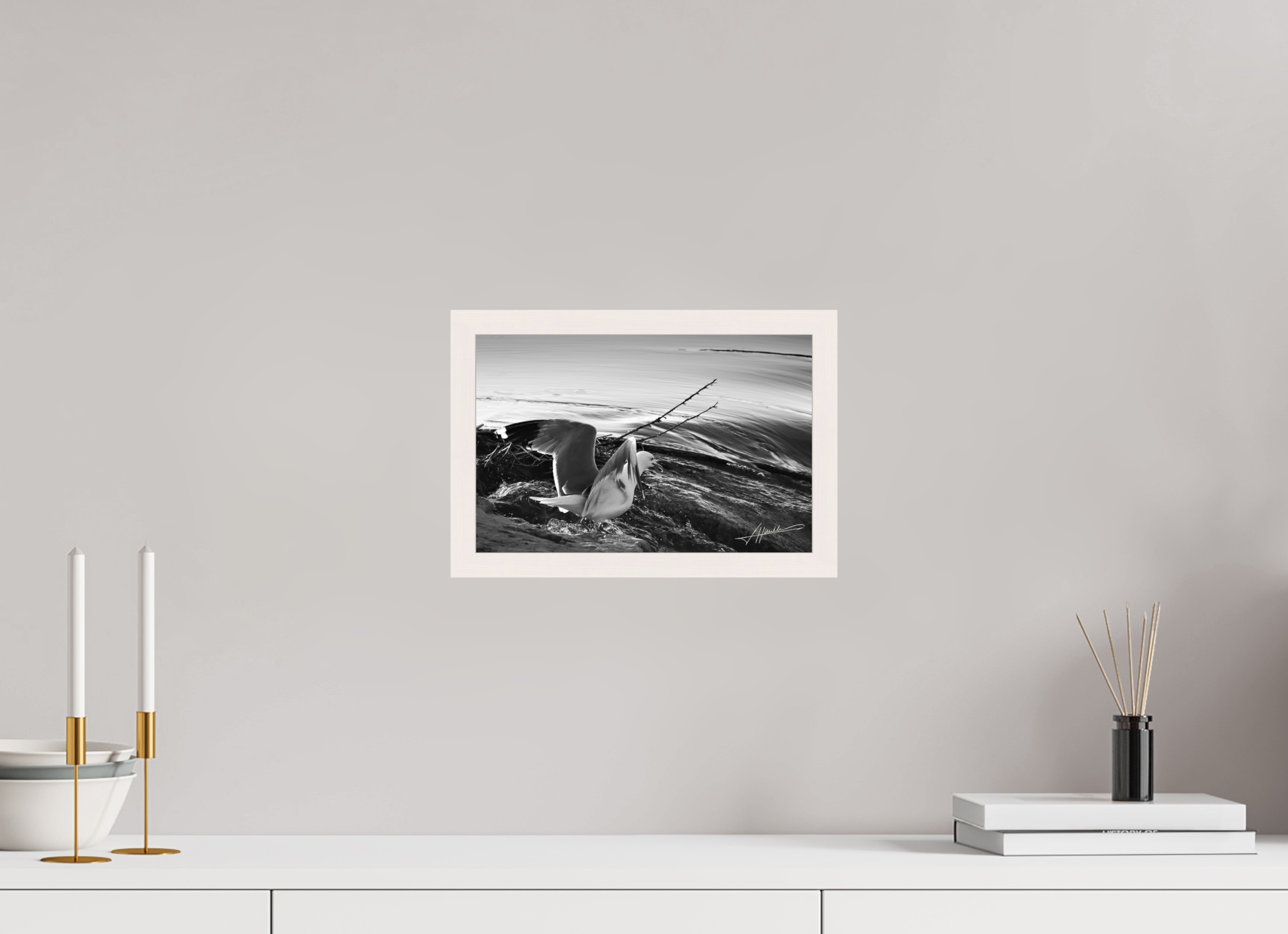 12 x 8″, Gallery Frame Seagull Takes Flight