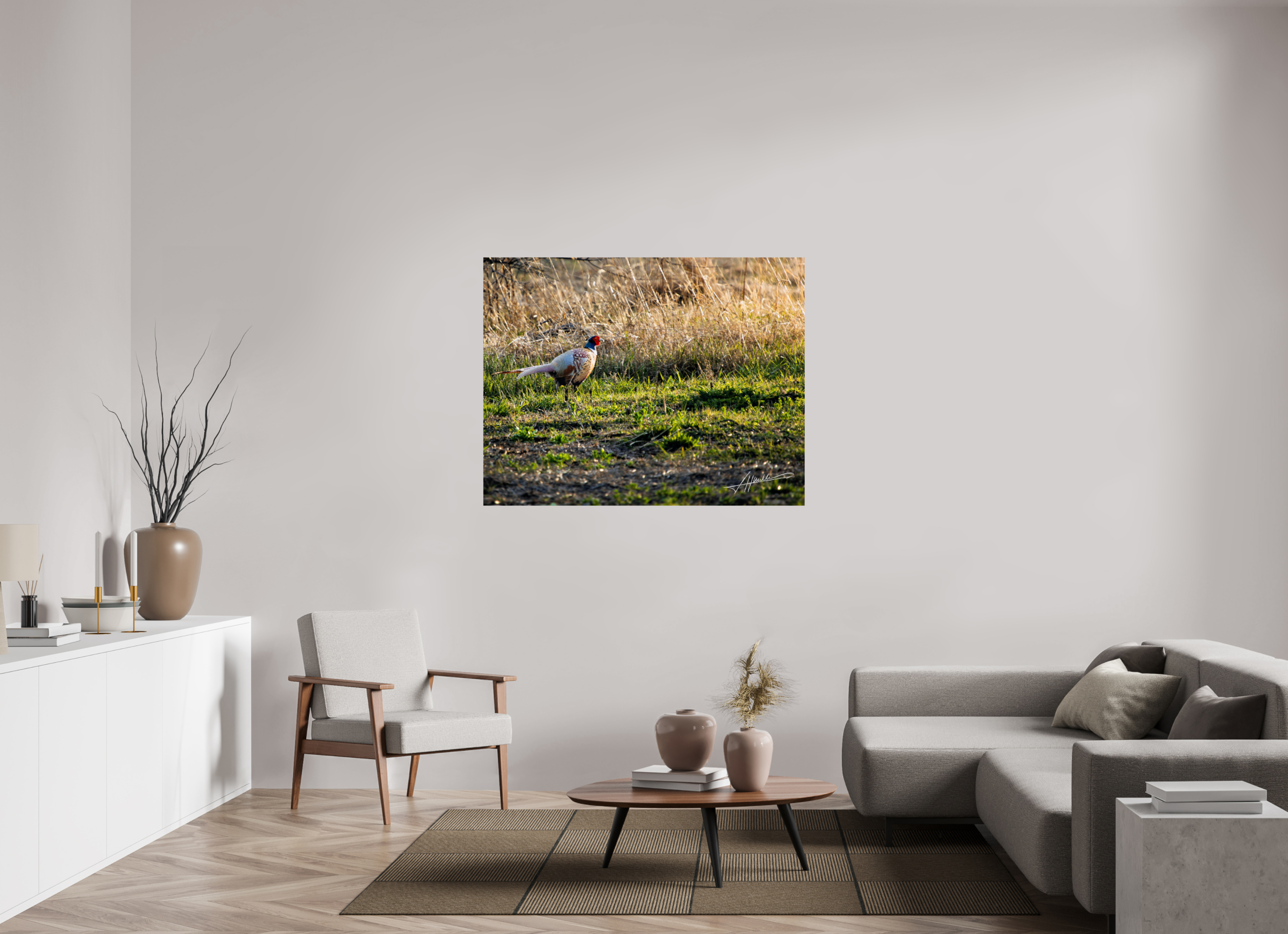 51.8 x 40″, Fine Art Print Evening Pheasant