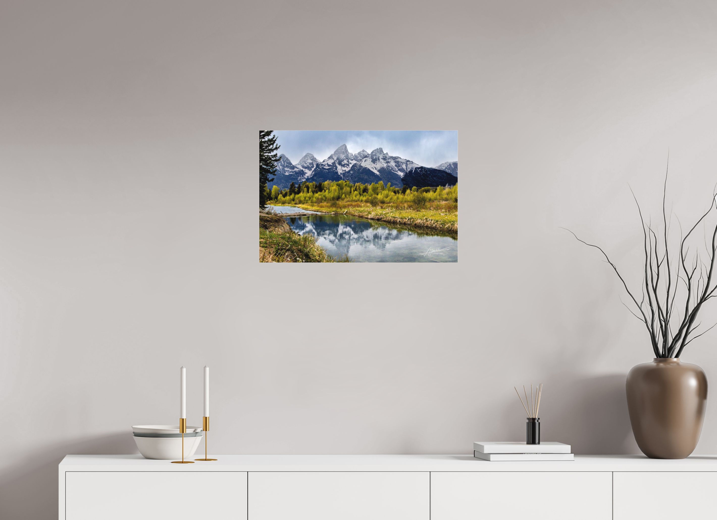 24 x 16″, Fine Pigment Under Acrylic Reflecting Peaks