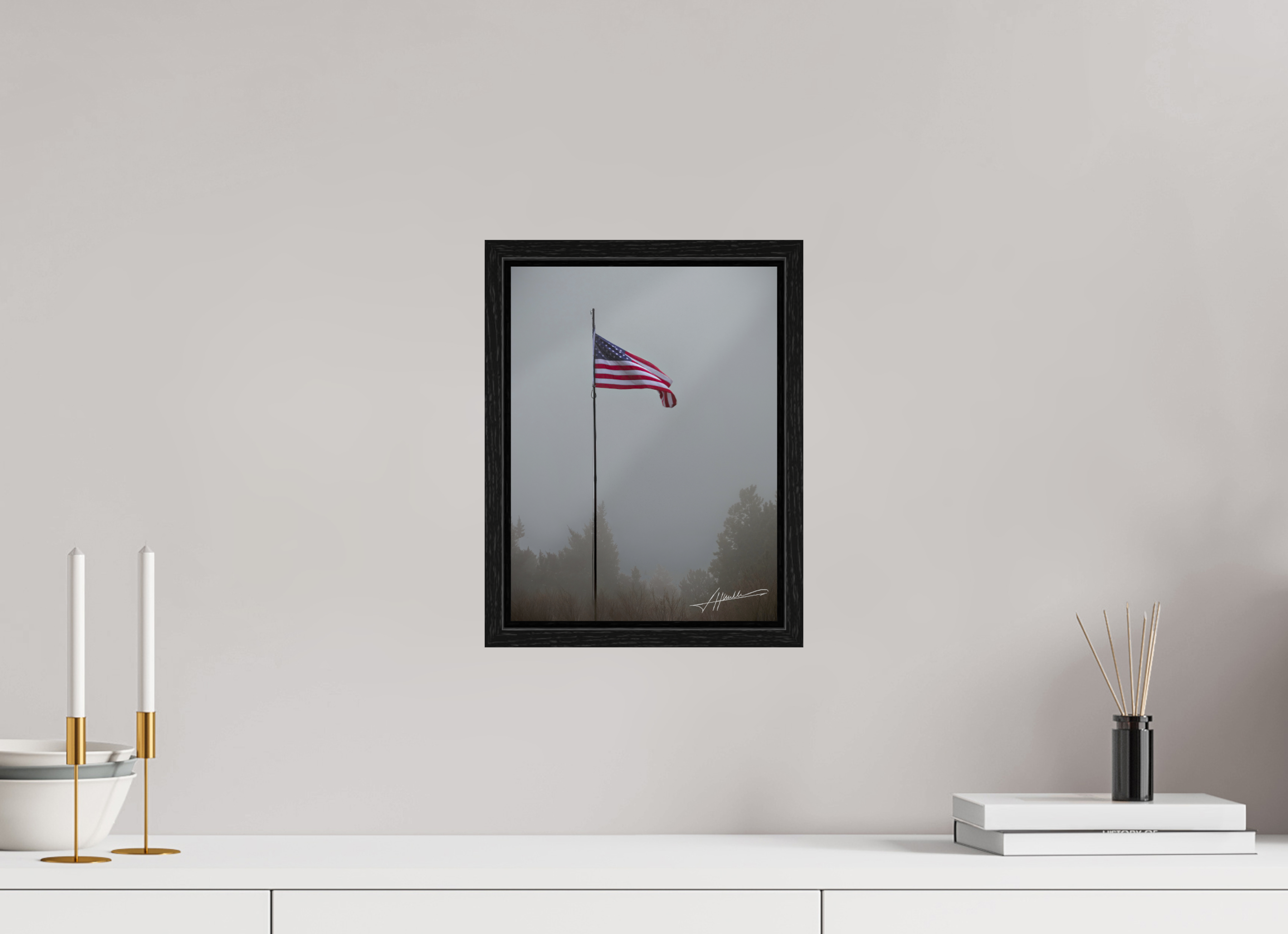 9 x 12″, Floater Frame Flag in the Breeze