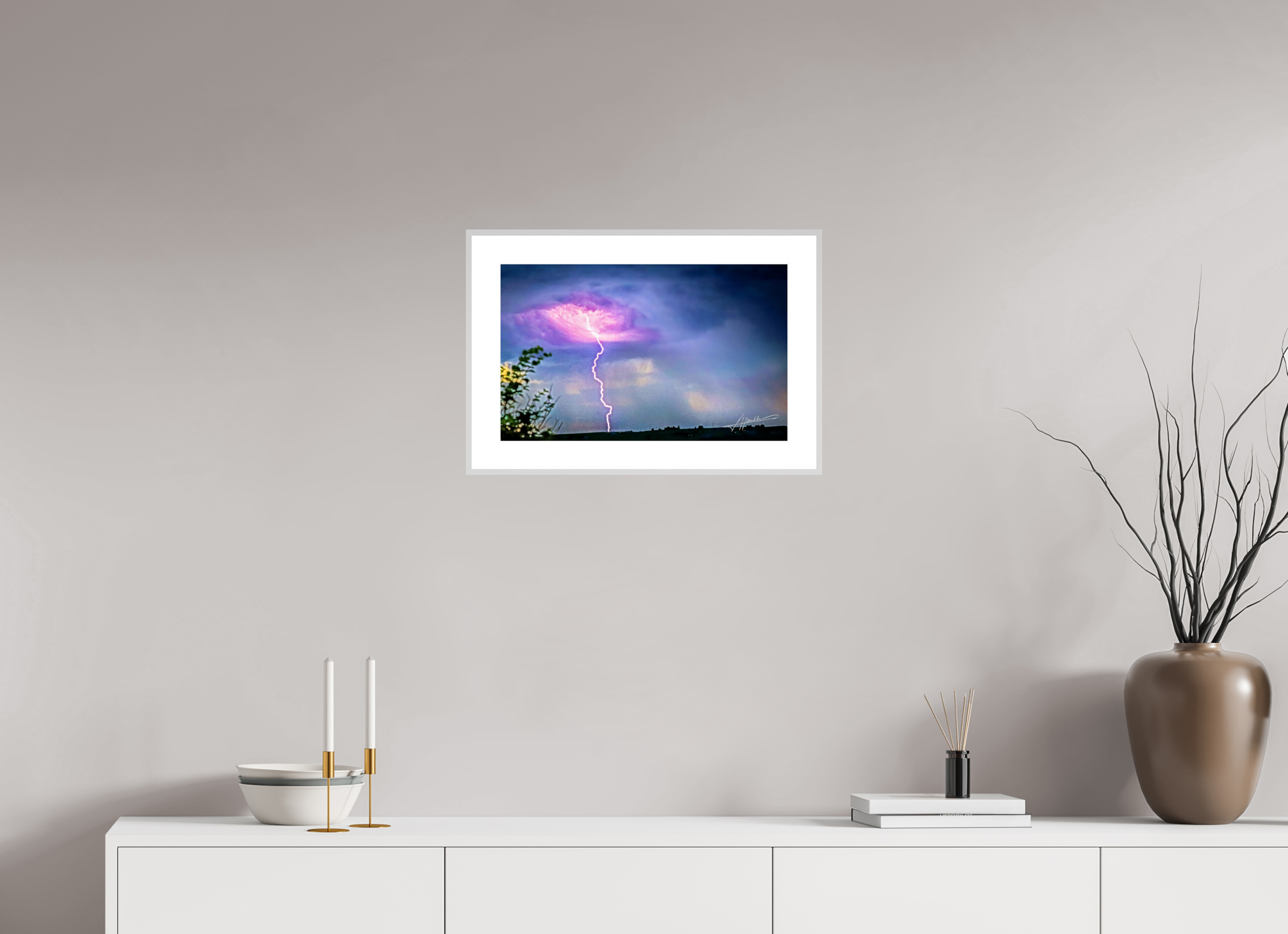 19.4 x 12″, Changeable Magnetic Frame Lightning Strike