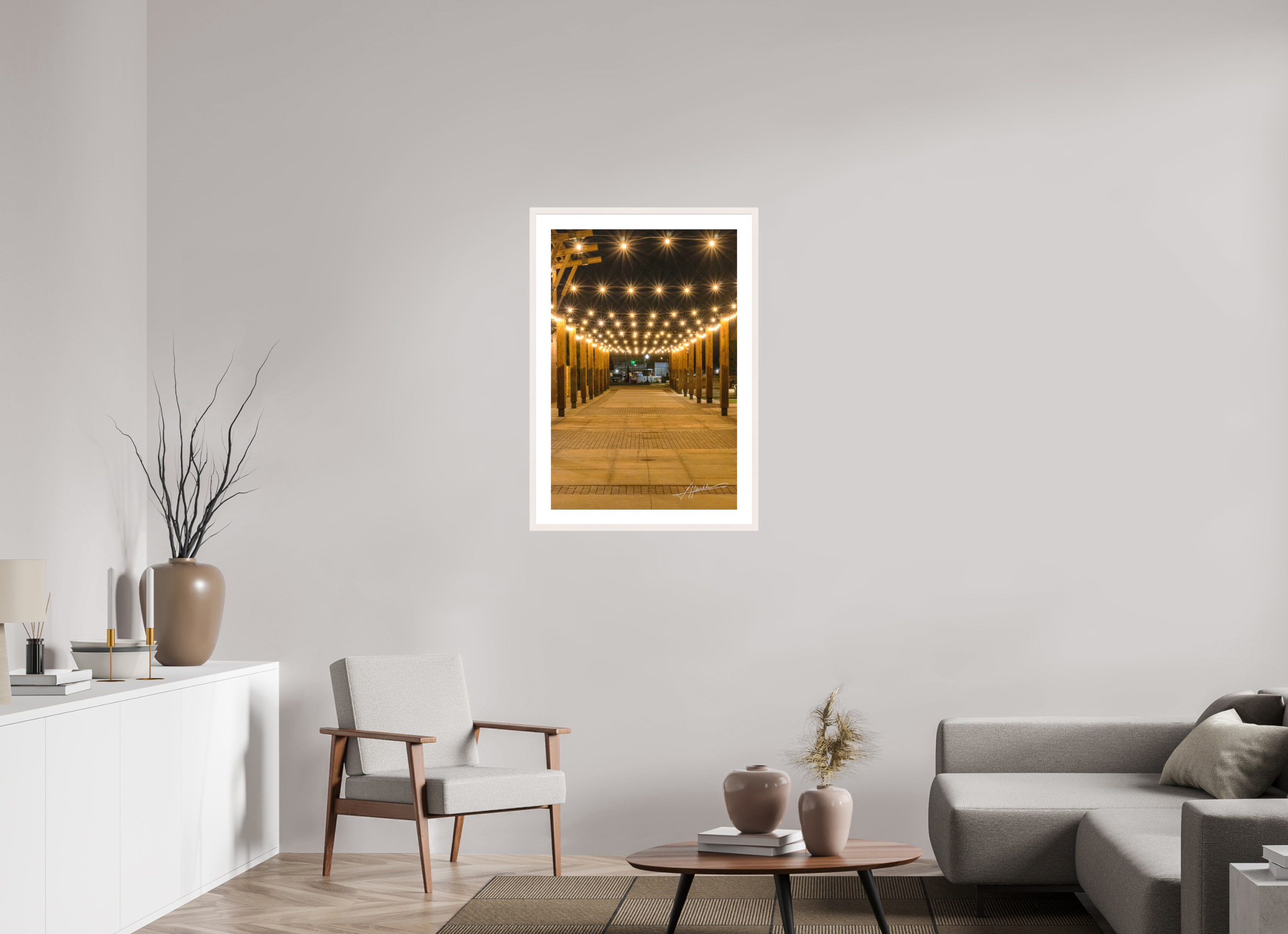24 x 36″, Solid Wood Frame with Passe-partout Guiding Lights