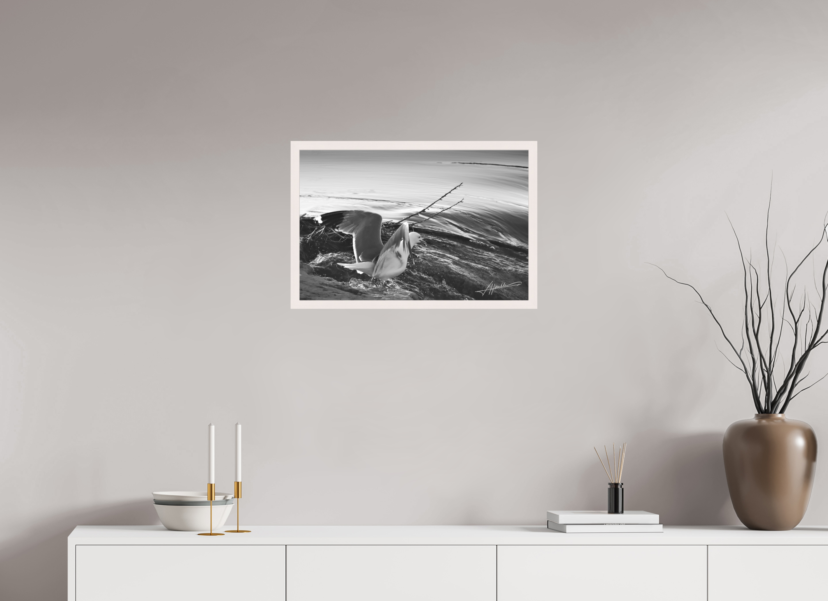 24 x 16″, Shadow Box Frame Seagull Takes Flight