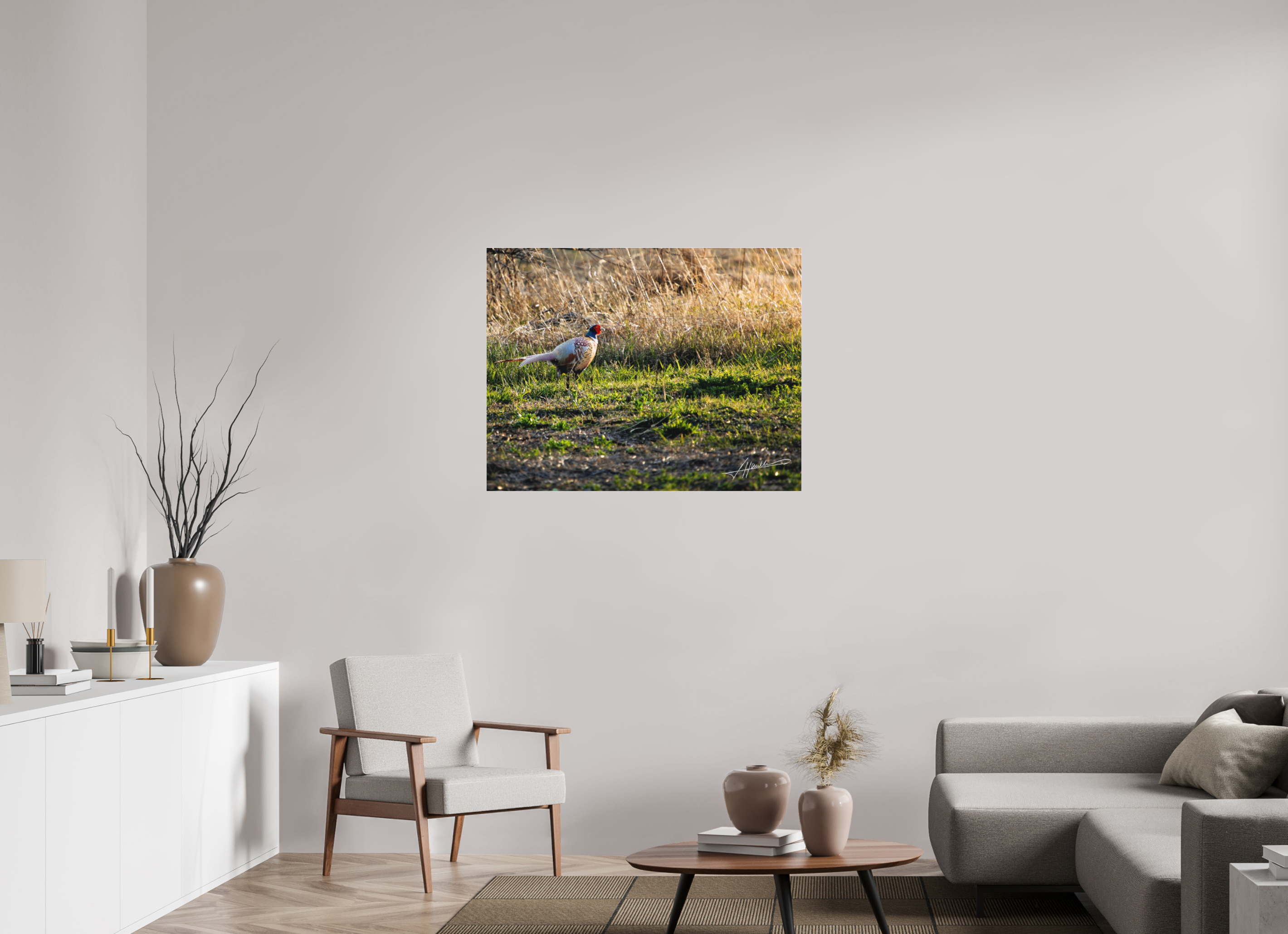 40.1 x 31″, Fine Pigment Under Acrylic Evening Pheasant