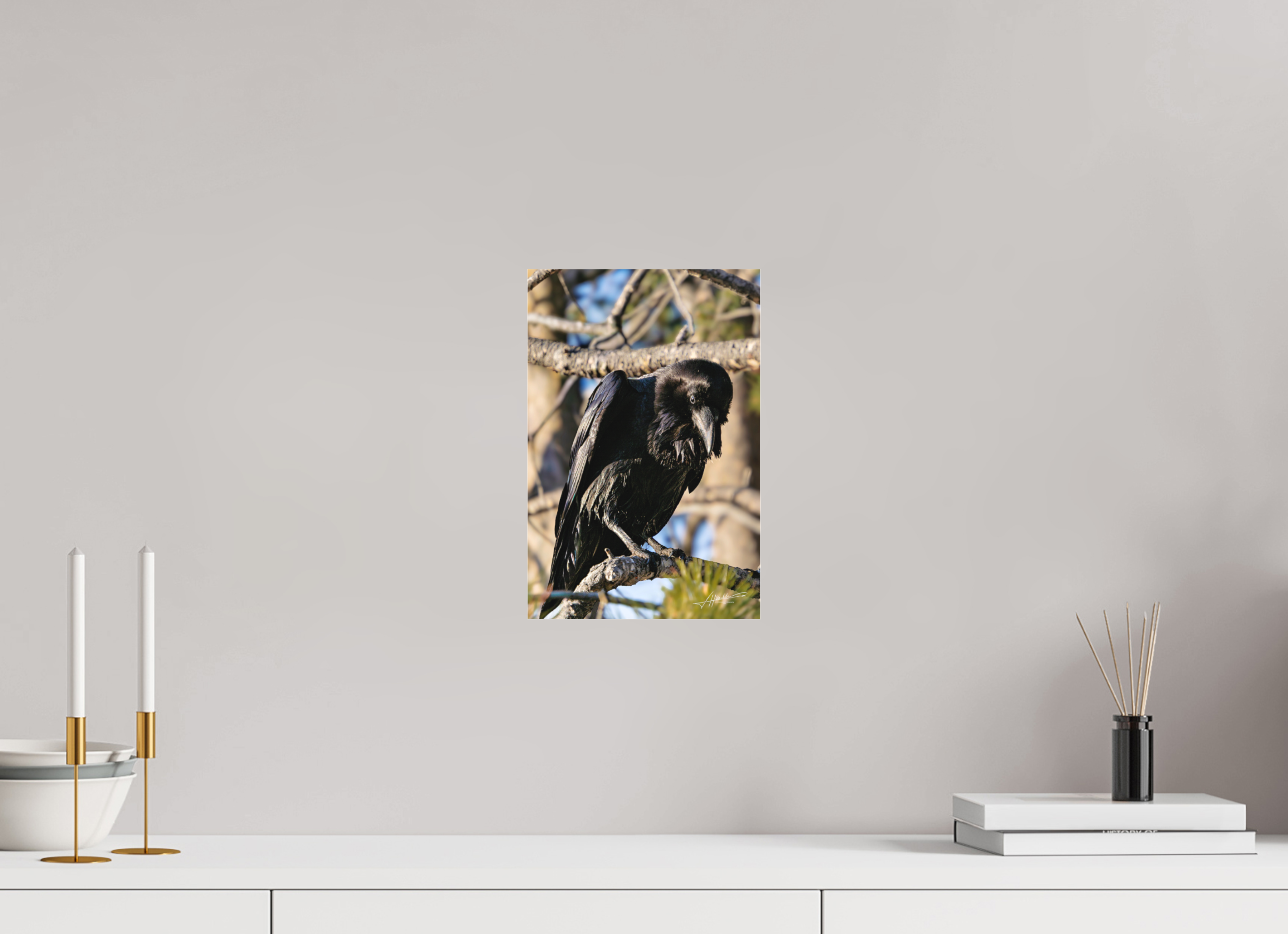 8 x 12″, Fine Pigment Under Acrylic Morning Raven