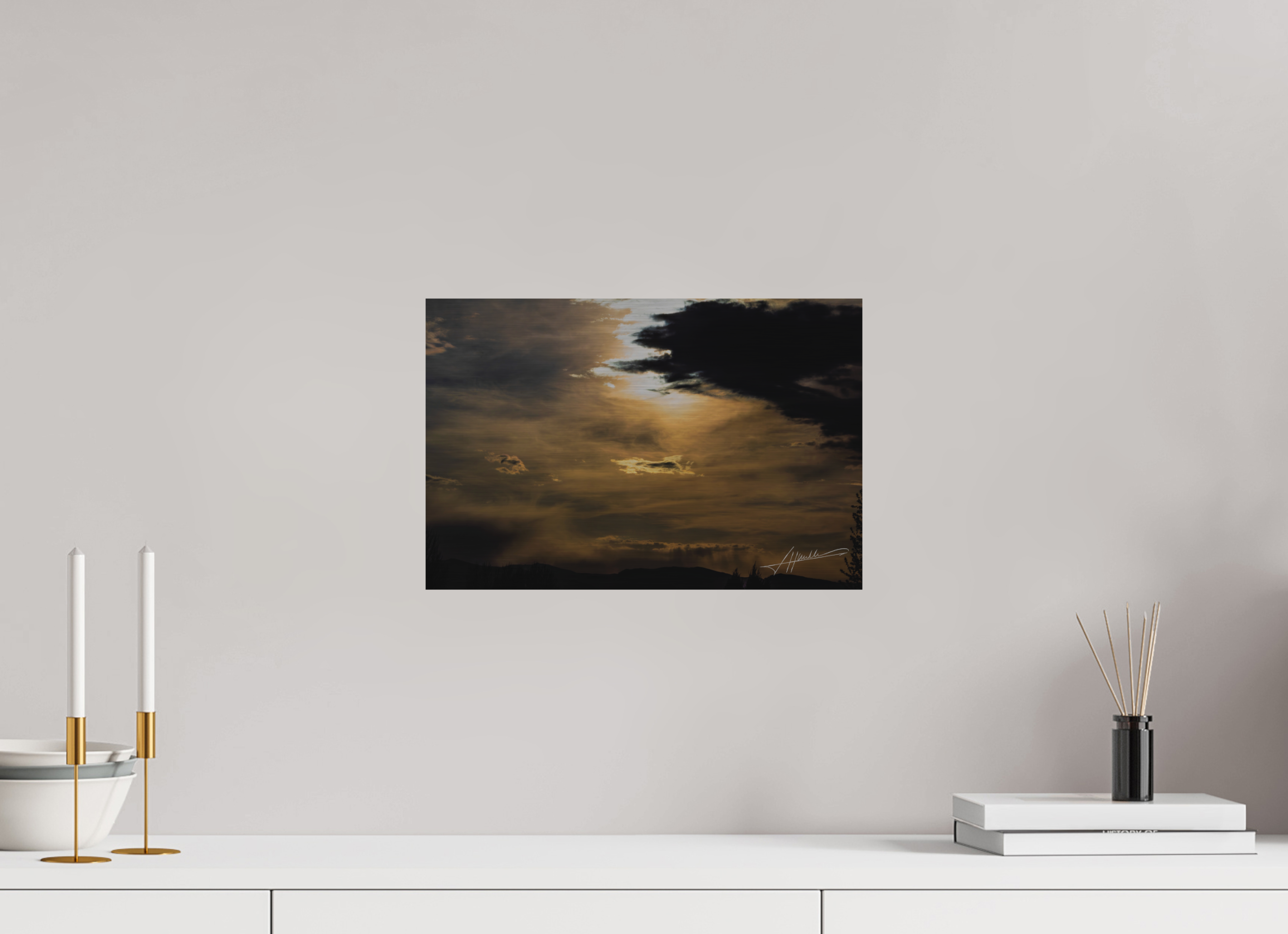 15 x 10″, Direct Brushed Aluminum Silver Lining
