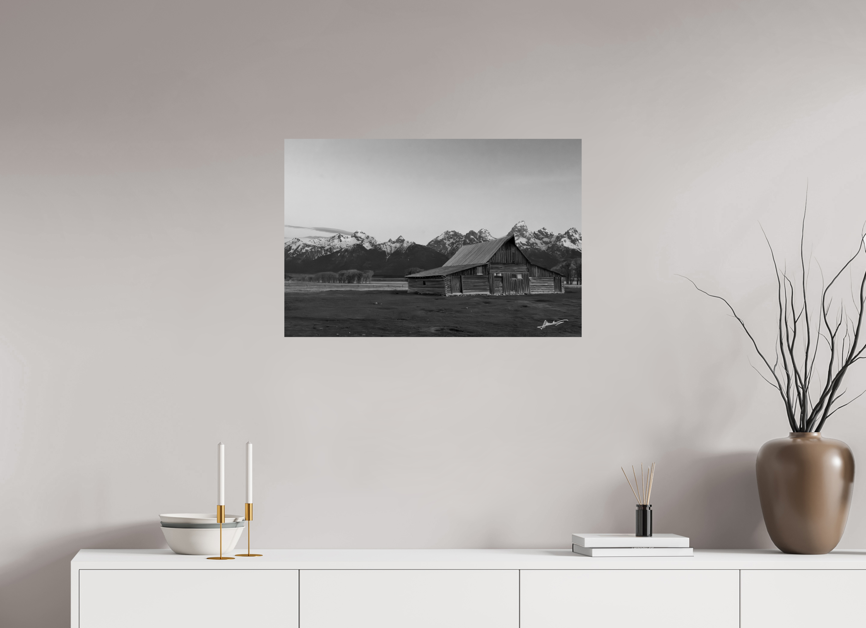 30 x 20″, Photo Print On Ilford Baryta Paper Sunrise on the T.A. Barn