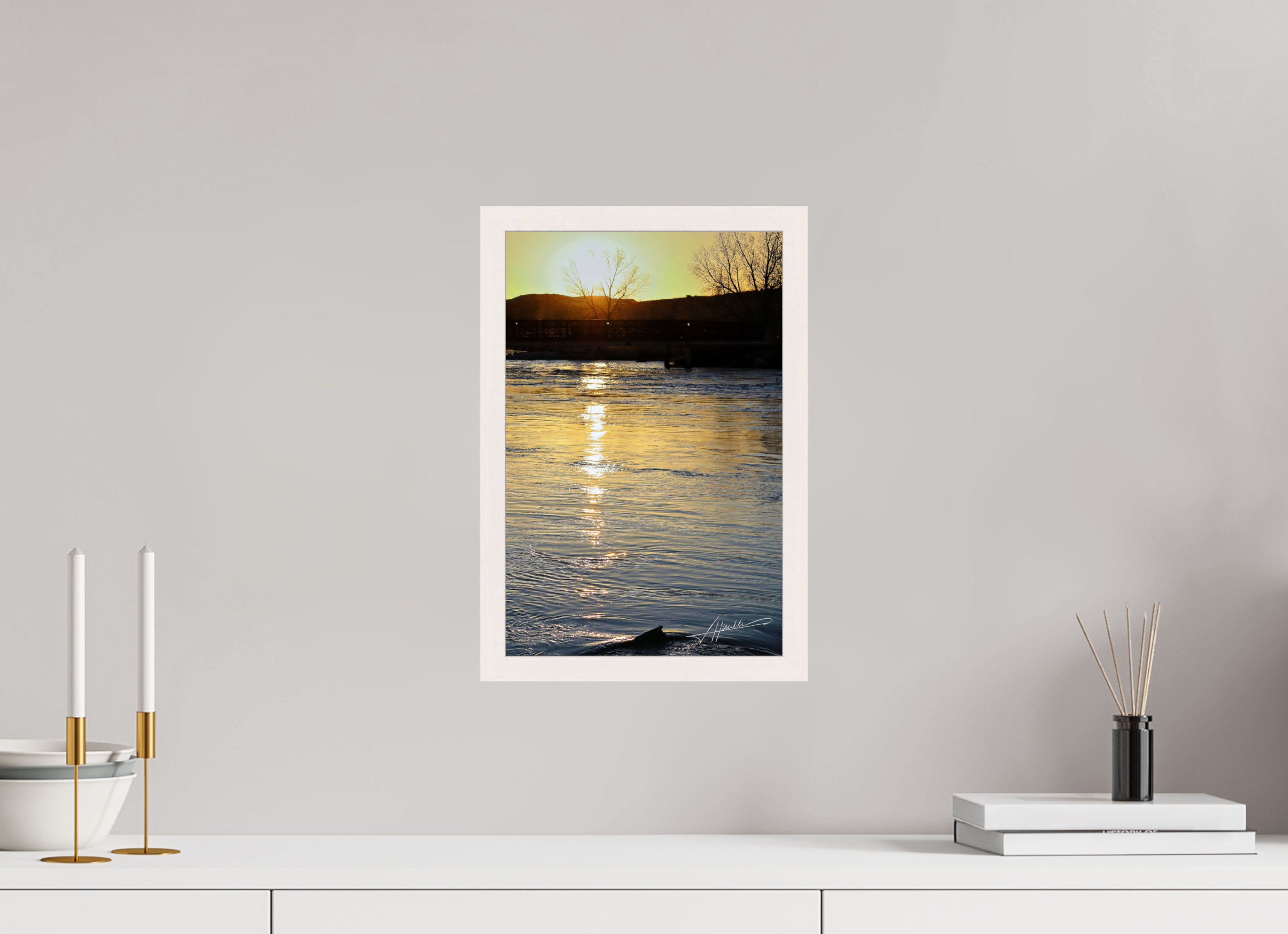 10 x 15″, Gallery Frame Sunset on the River