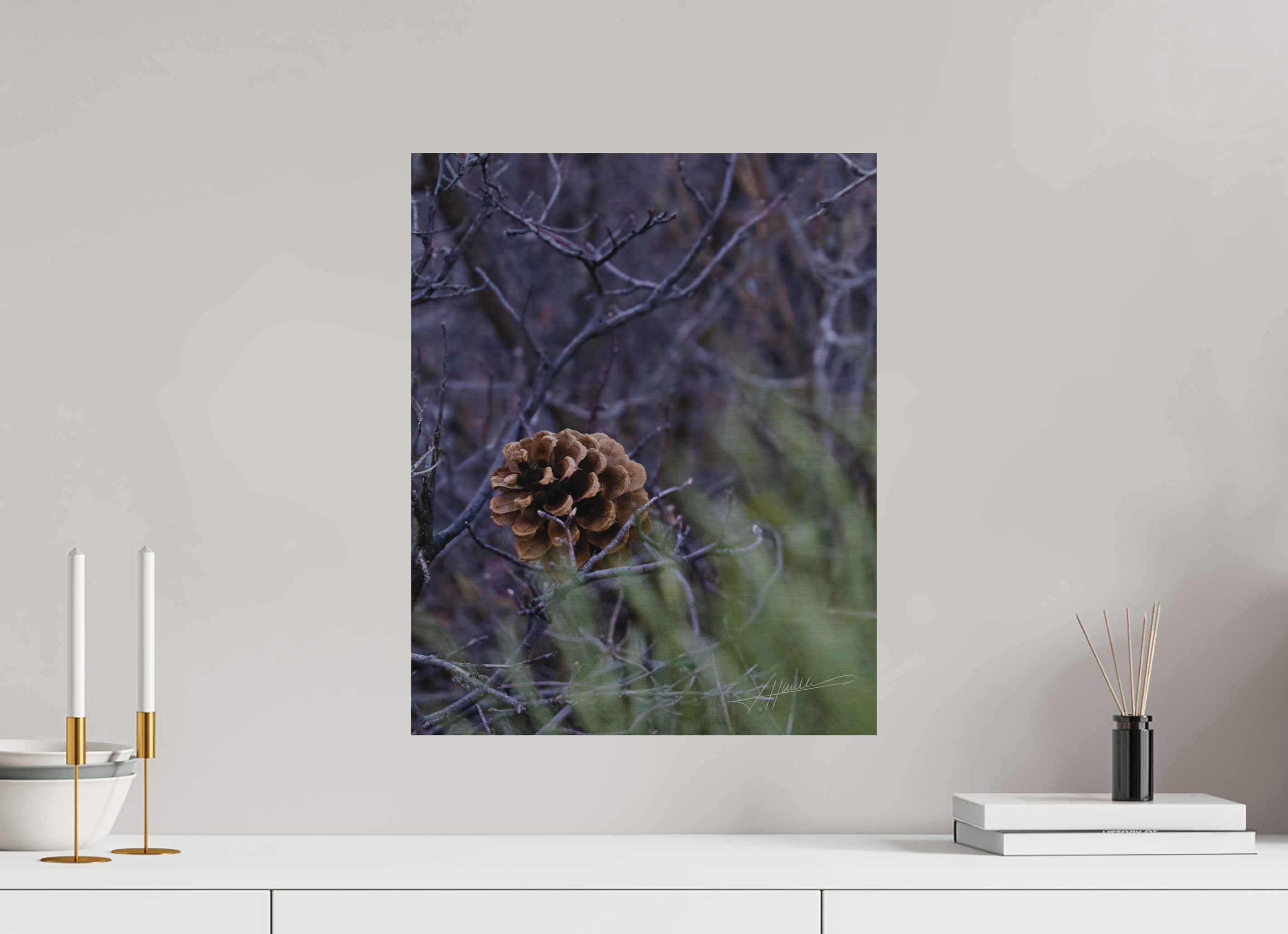 16 x 20″, Direct Brushed Aluminum Mountain Pinecone