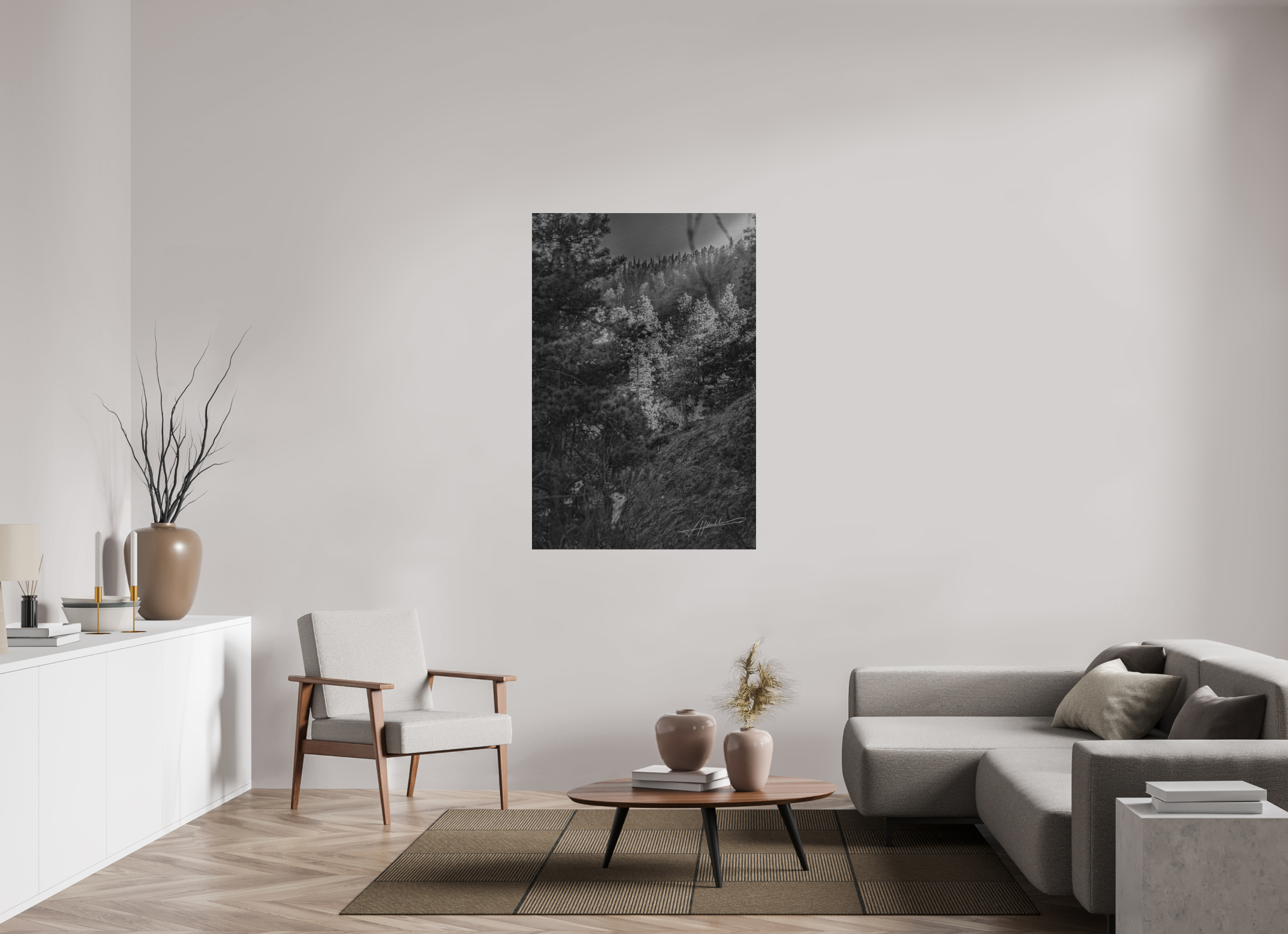 36 x 54″, Direct Brushed Aluminum Sun in the Mountains