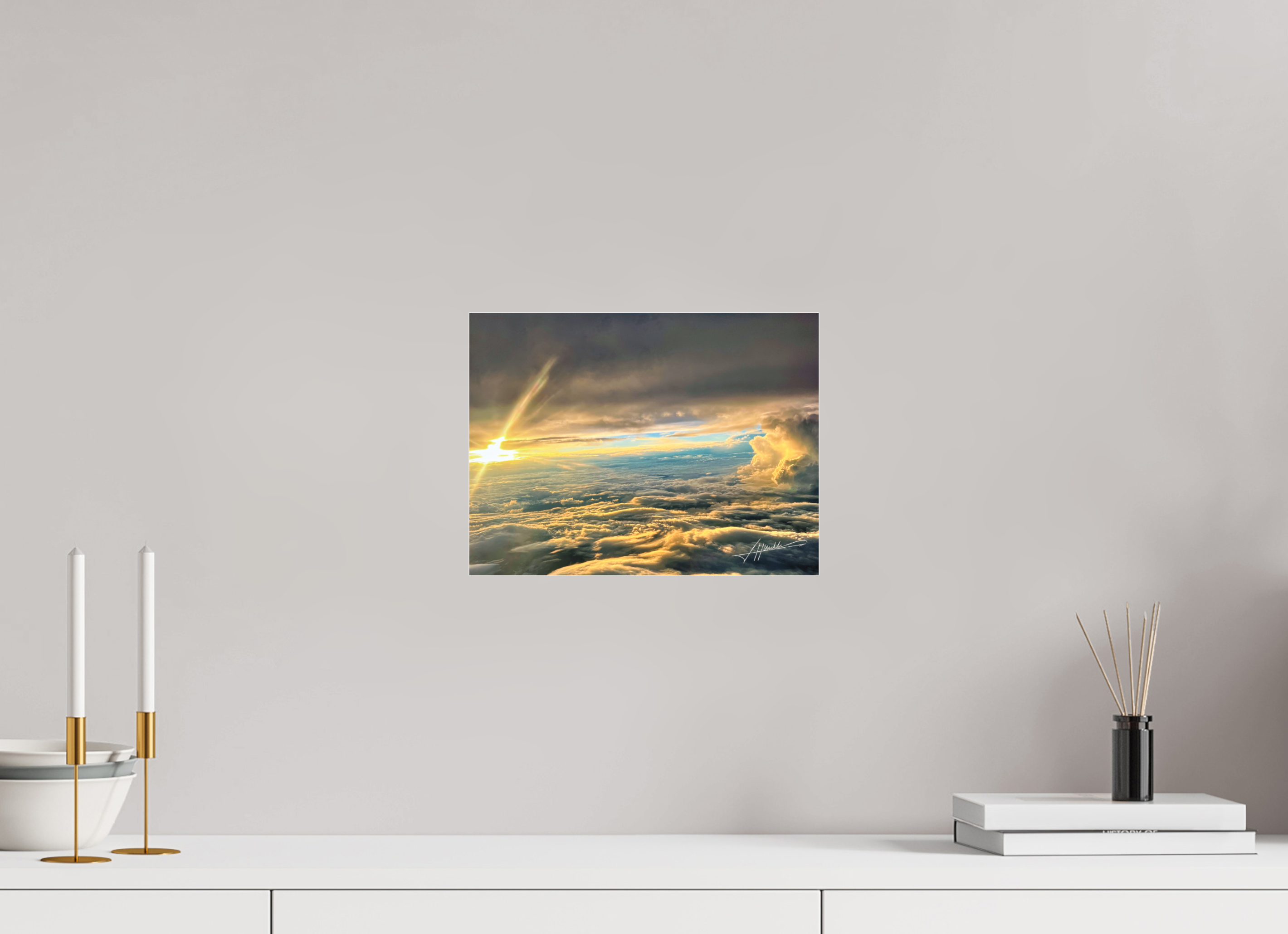 12 x 9″, Fine Pigment Under Acrylic Above the clouds