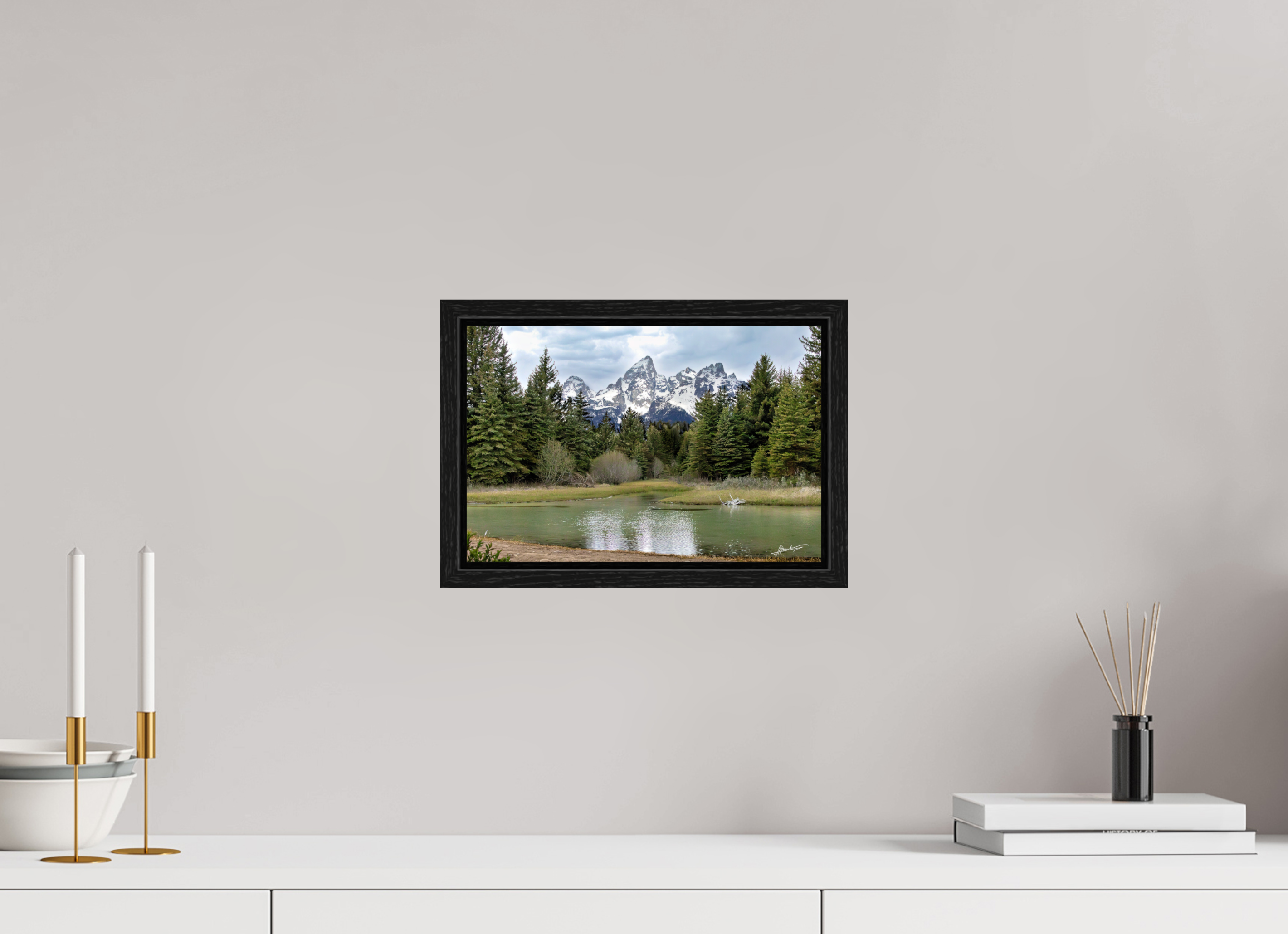 12 x 8″, Floater Frame Mountain Reflection