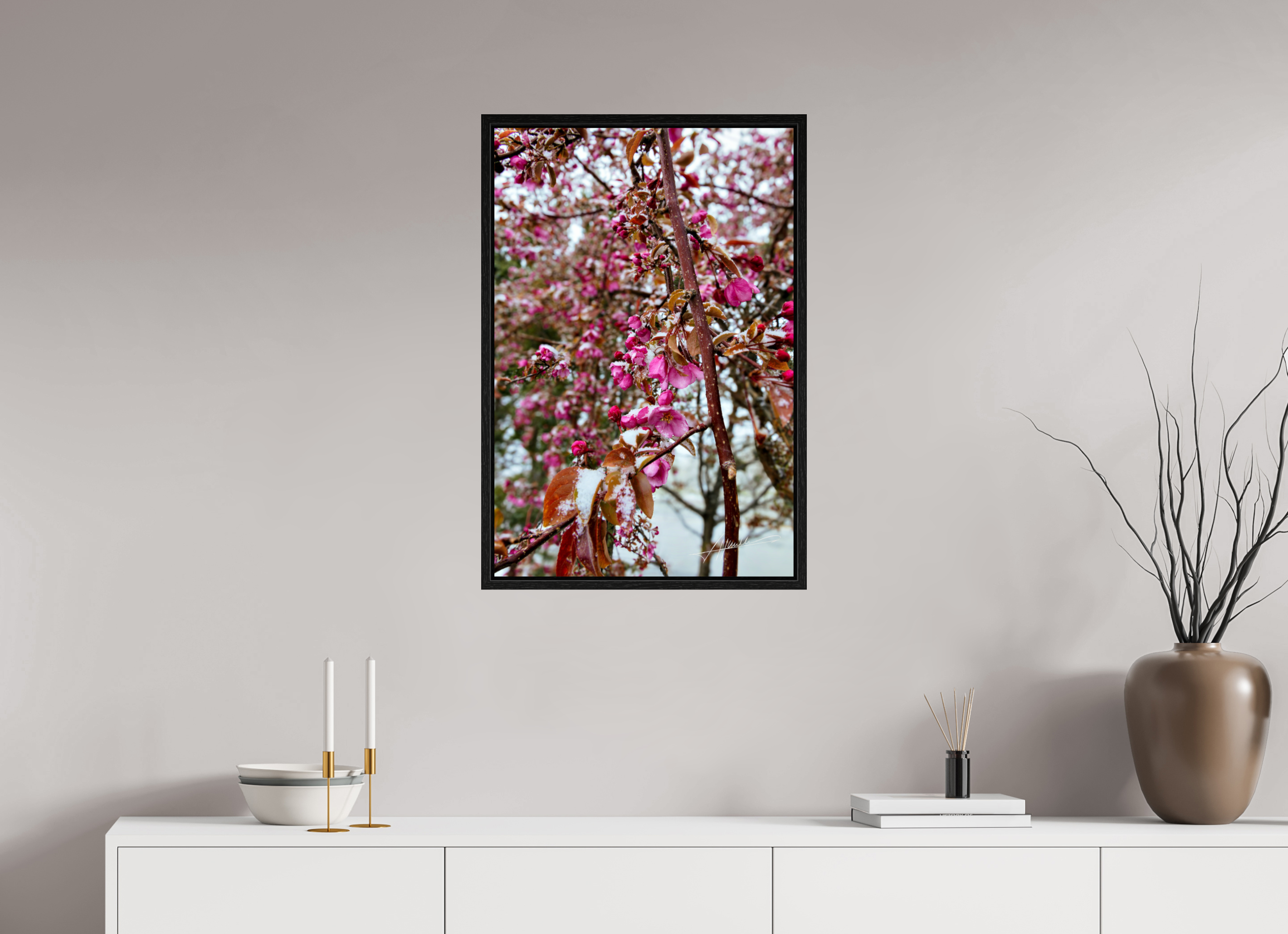 20 x 30″, Floater Frame Late Spring Snow