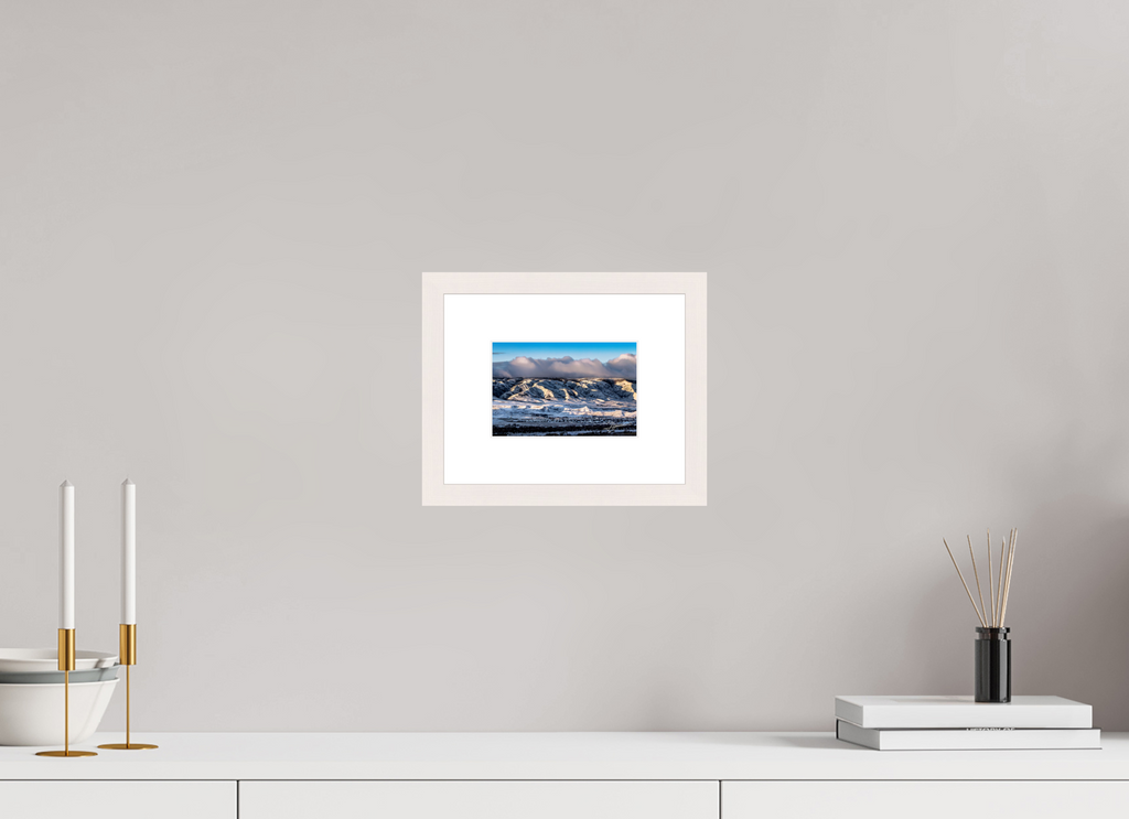 6 x 4″, Solid Wood Frame with Passe-partout Sunset After a Snow Storm