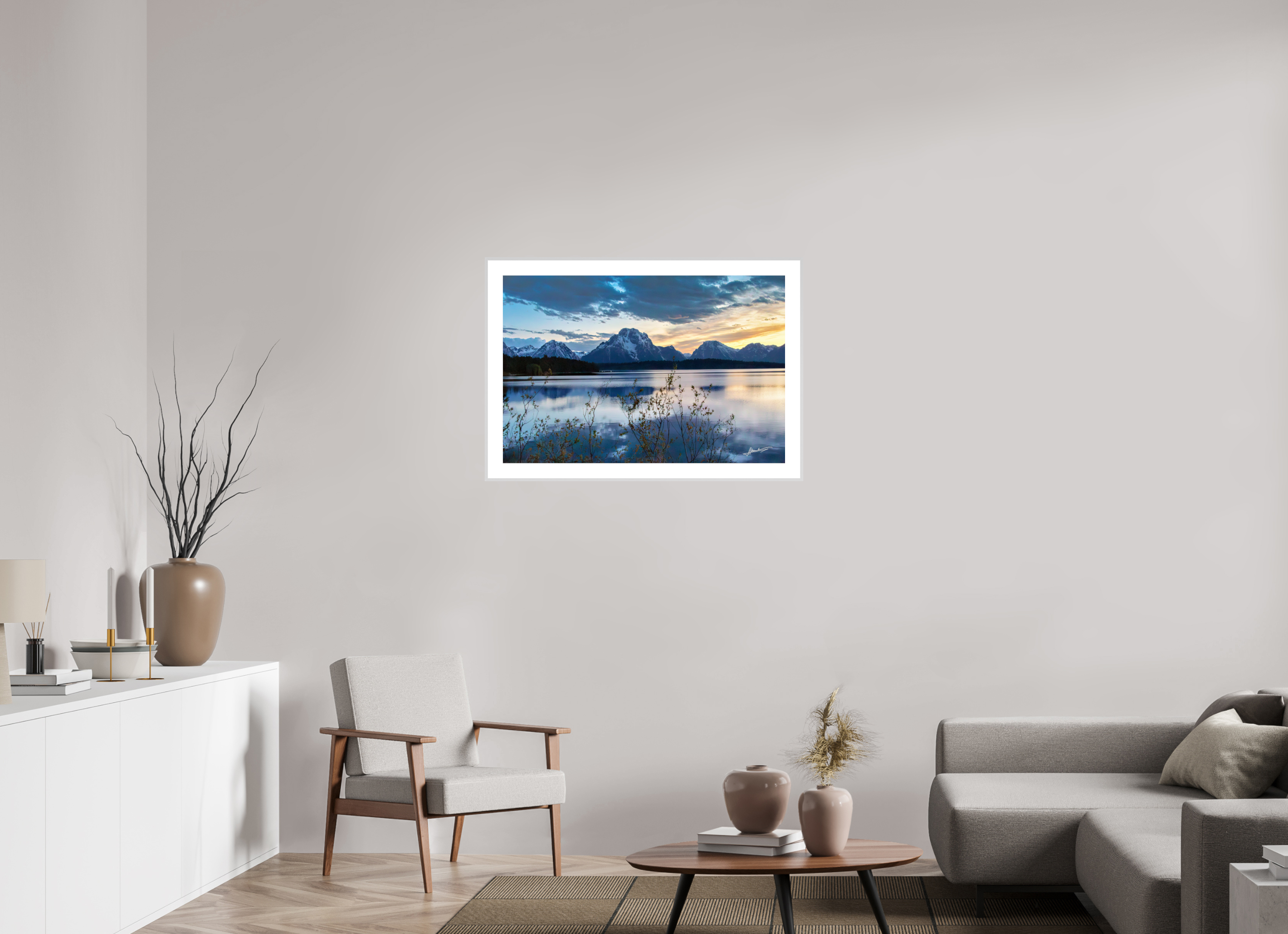 36 x 24″, Changeable Magnetic Frame Sunset on Jackson Lake