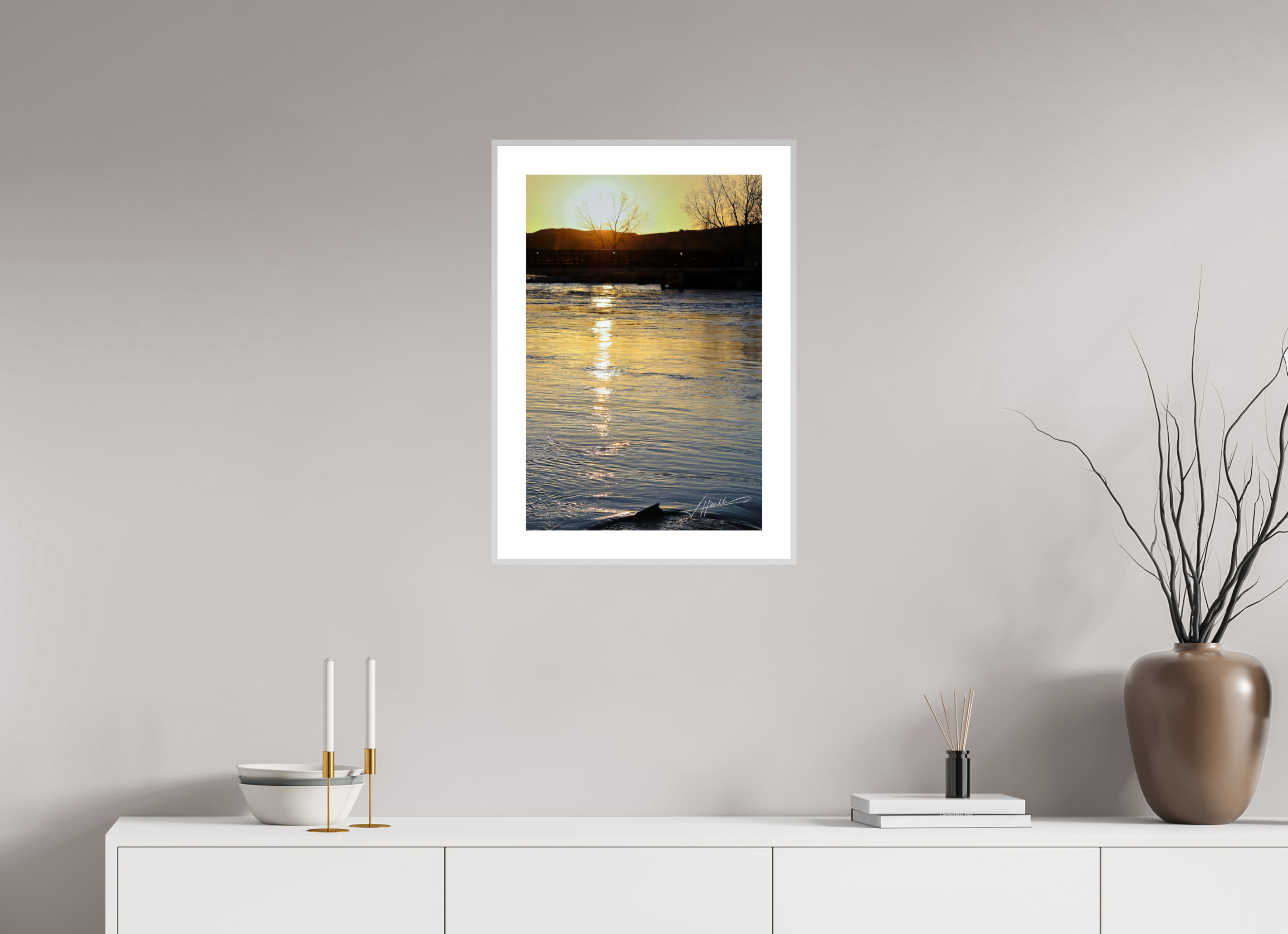 16 x 24″, Changeable Magnetic Frame Sunset on the River