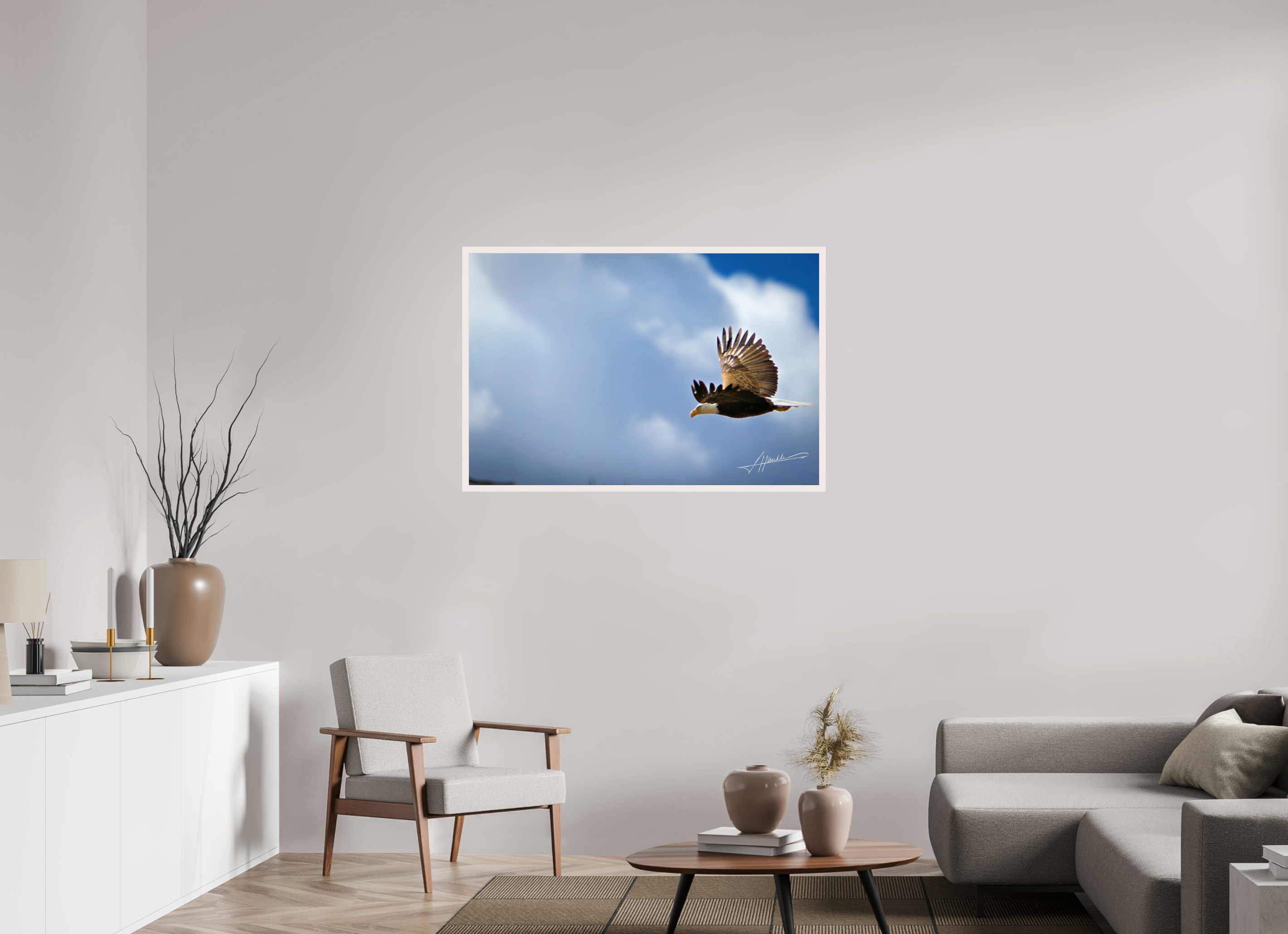 45 x 30″, Gallery Frame Bald Eagle Flying