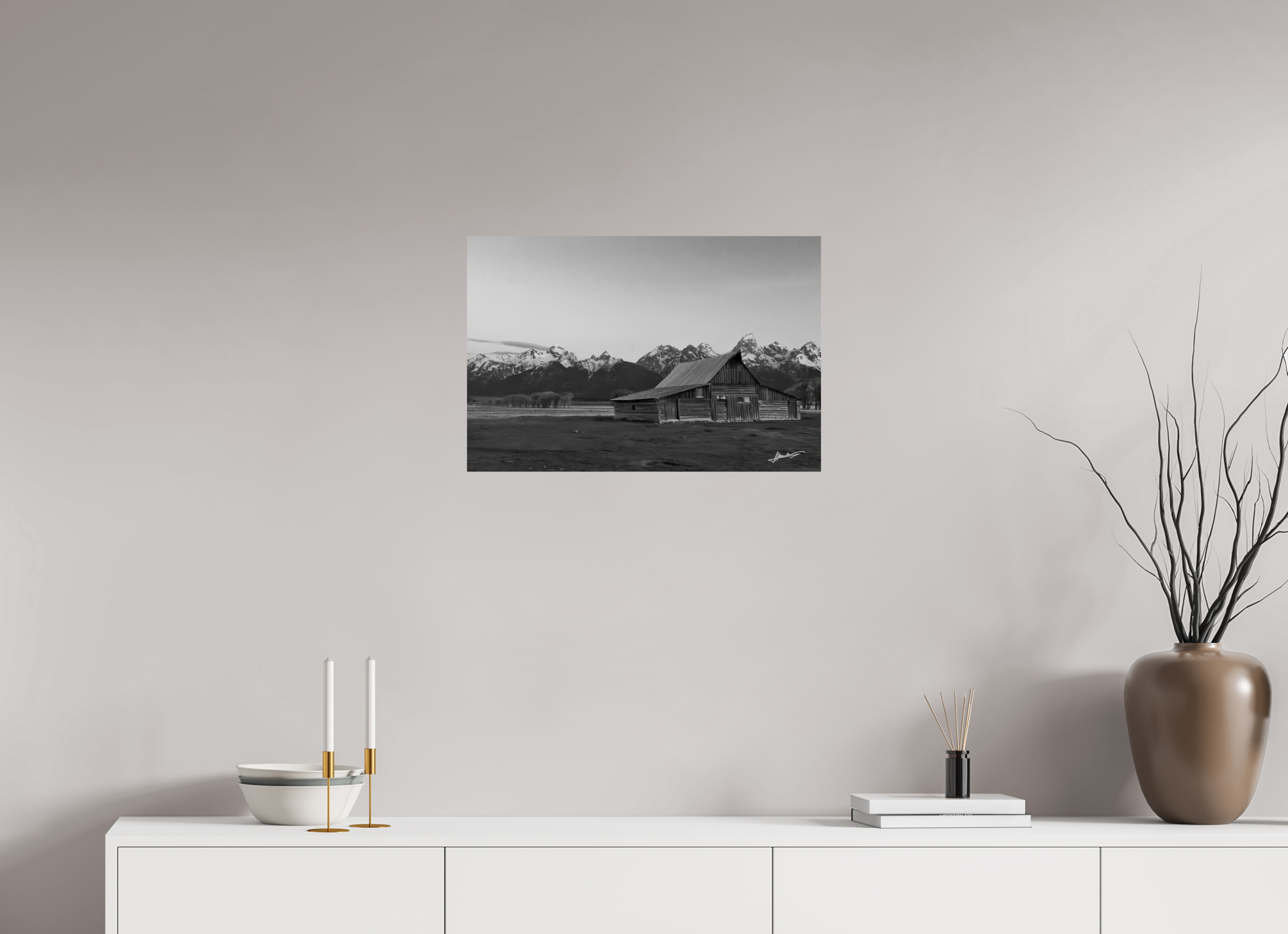 24 x 16″, Photo Print On Ilford Baryta Paper Sunrise on the T.A. Barn