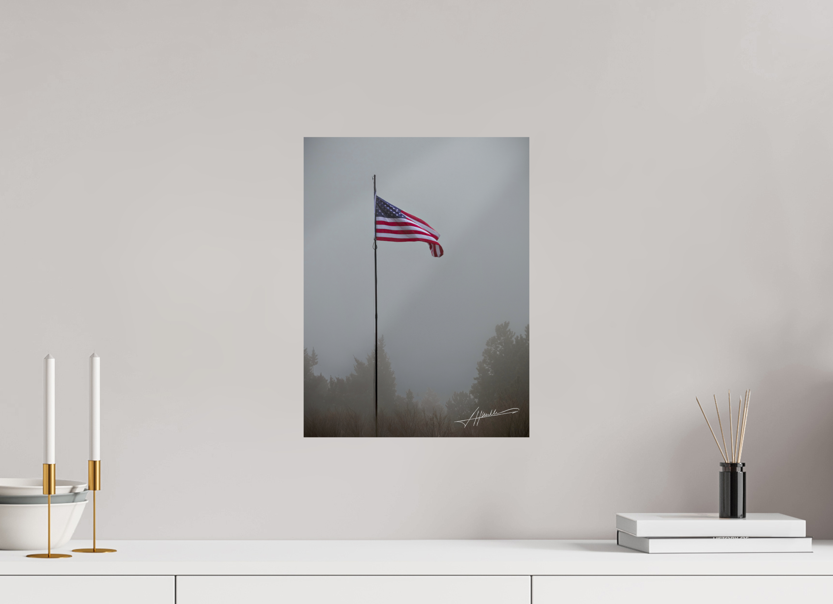 12 x 16″, ChromaLuxe HD Metal Flag in the Breeze