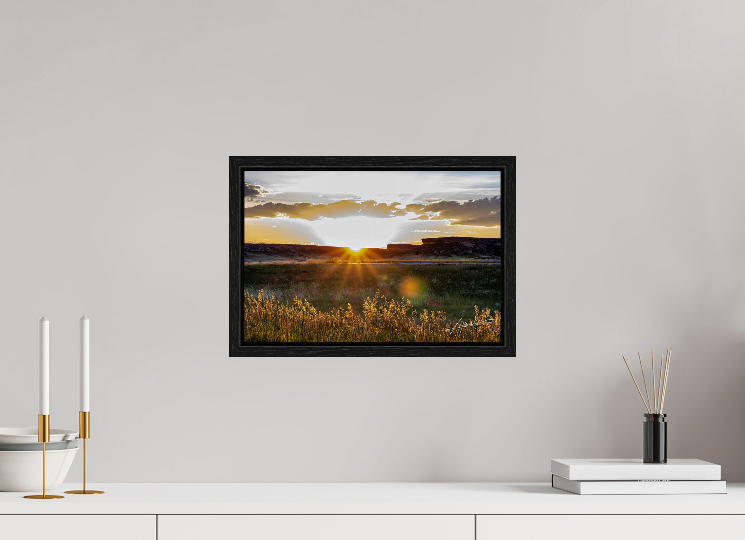 15 x 10″, Floater Frame Sunrise on the Planes