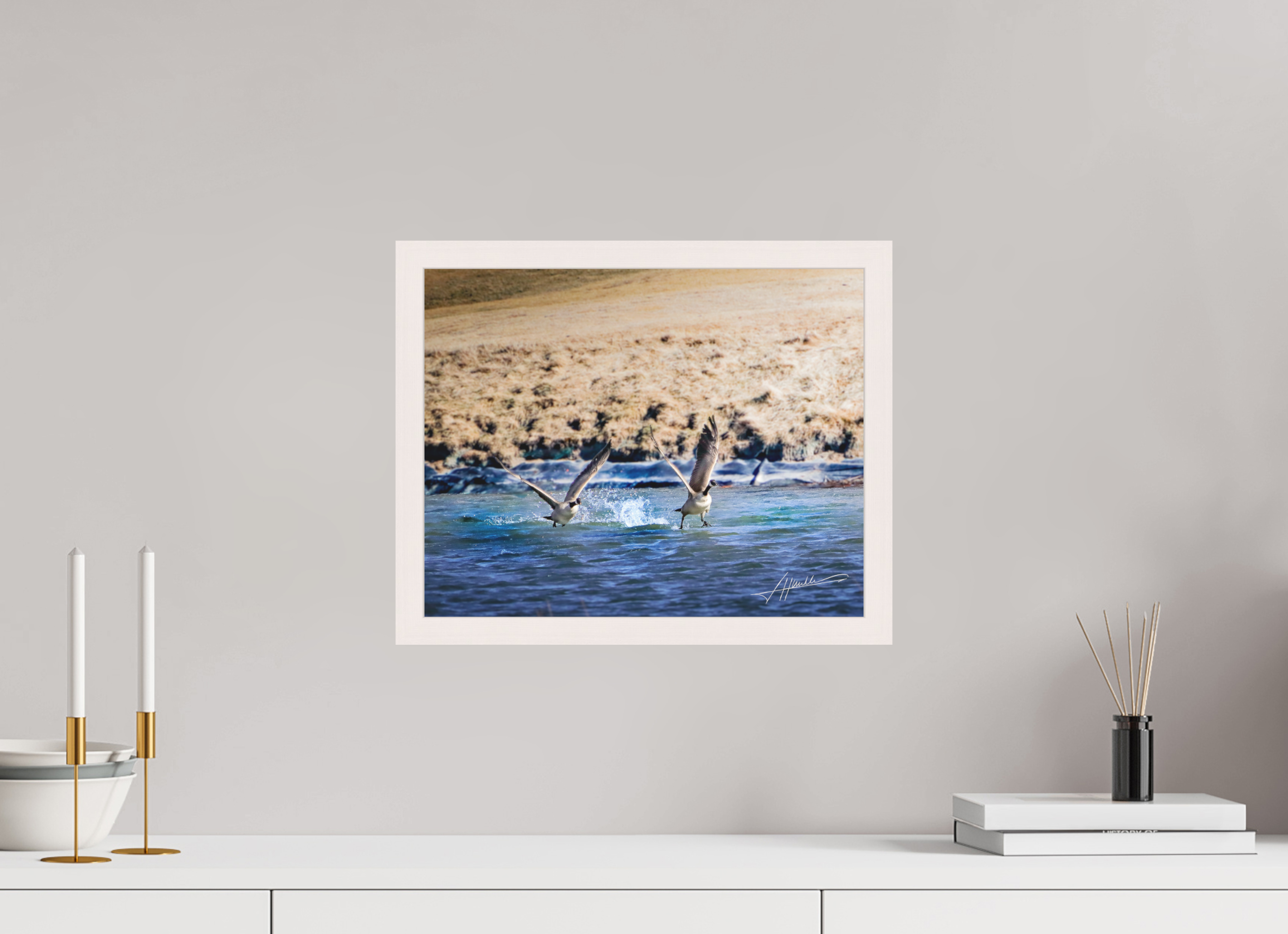 15 x 12″, Shadow Box Frame Geese Taking Flight