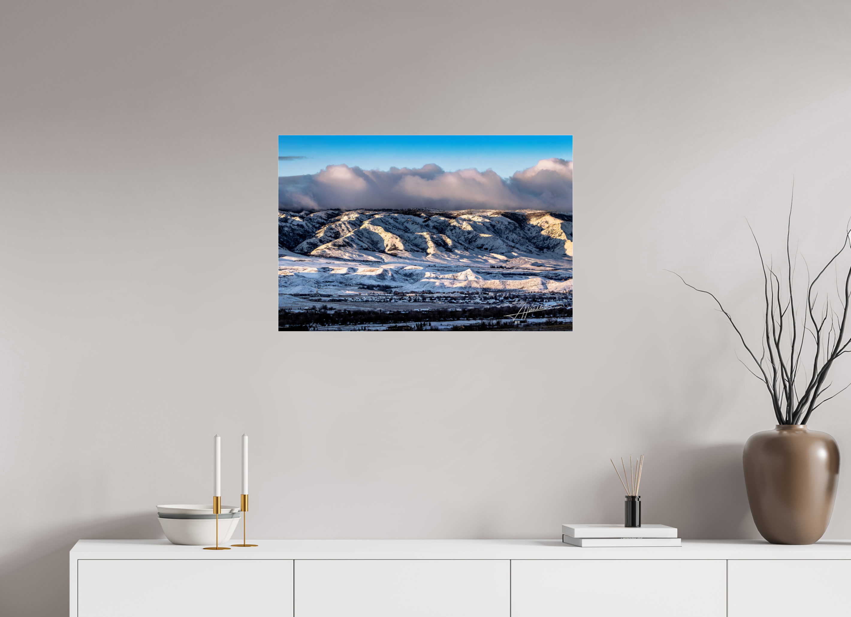 30 x 20″, Photo Print Under Acrylic Glass Sunset After a Snow Storm