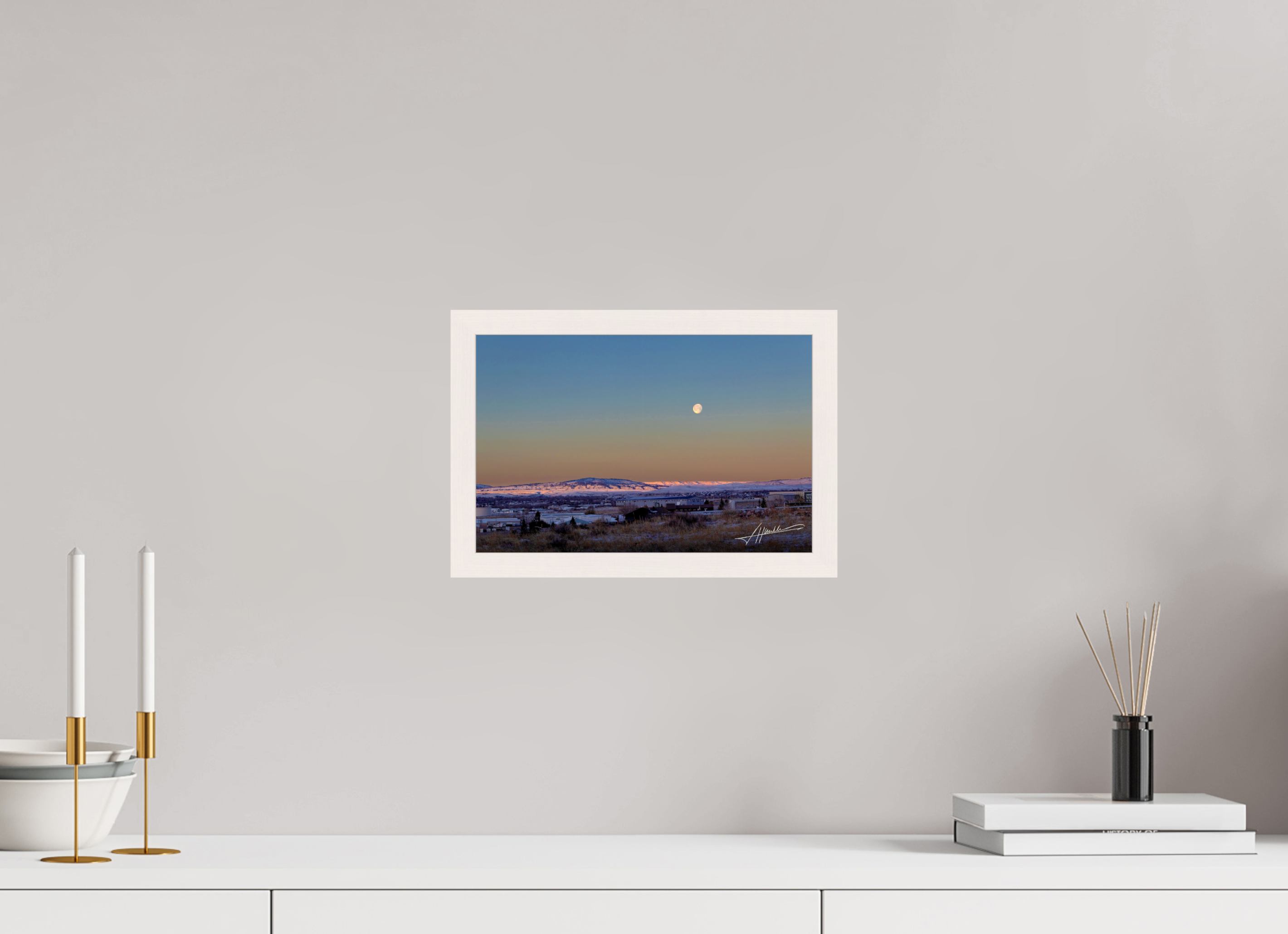 12 x 8″, Gallery Frame Full Moon at Sunrise