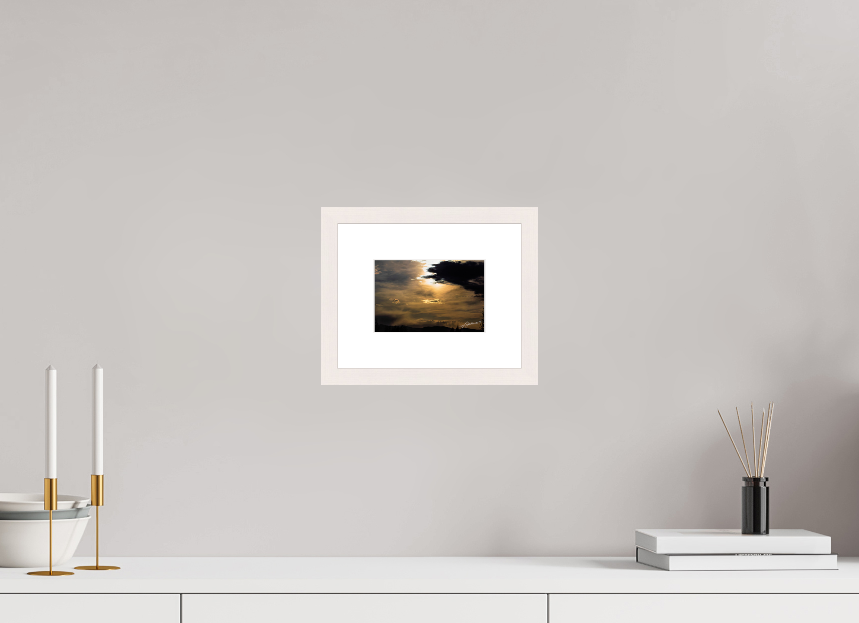 6 x 4″, Solid Wood Frame with Passe-partout Silver Lining