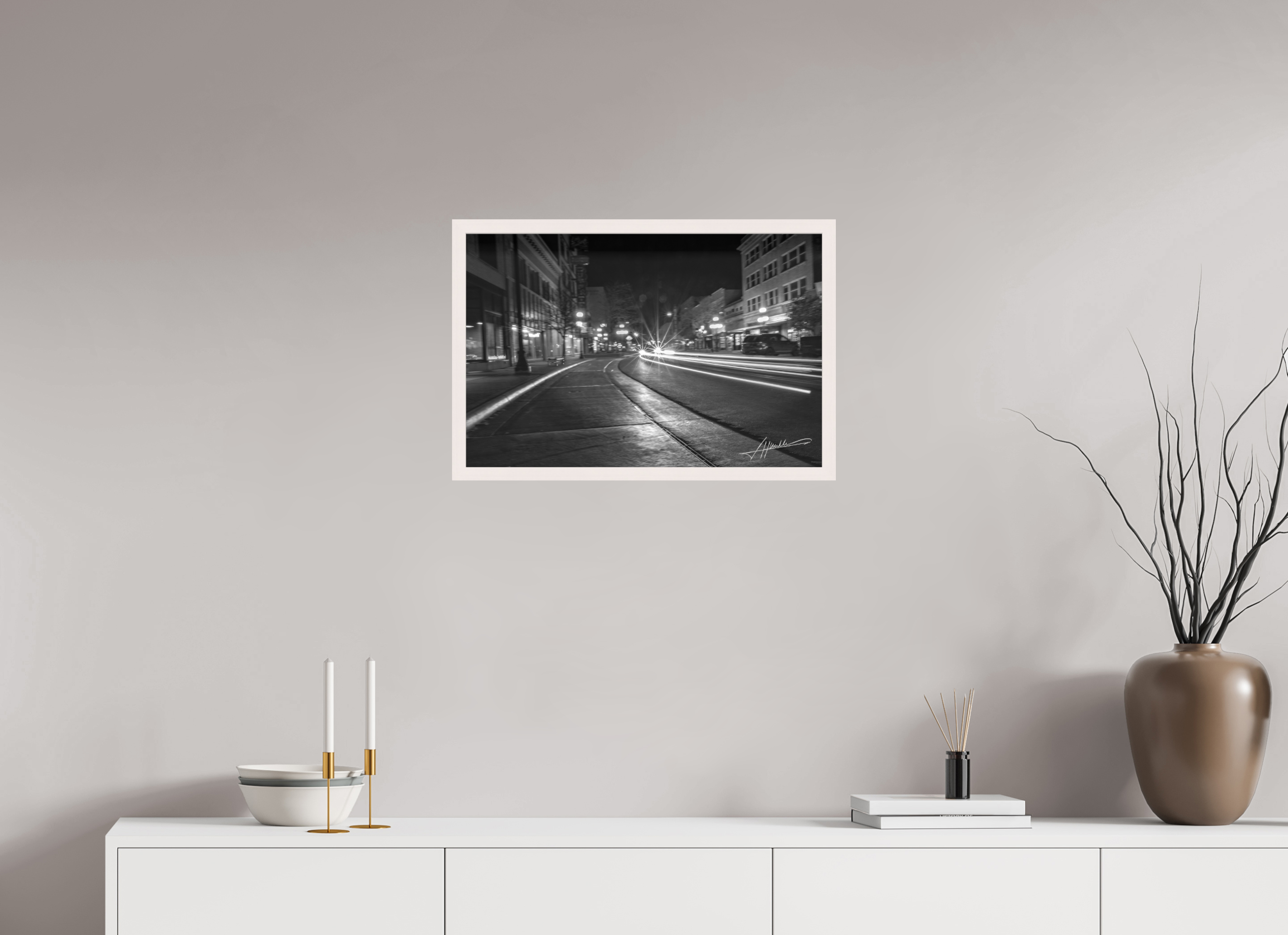 24 x 16″, Shadow Box Frame A Street at Night